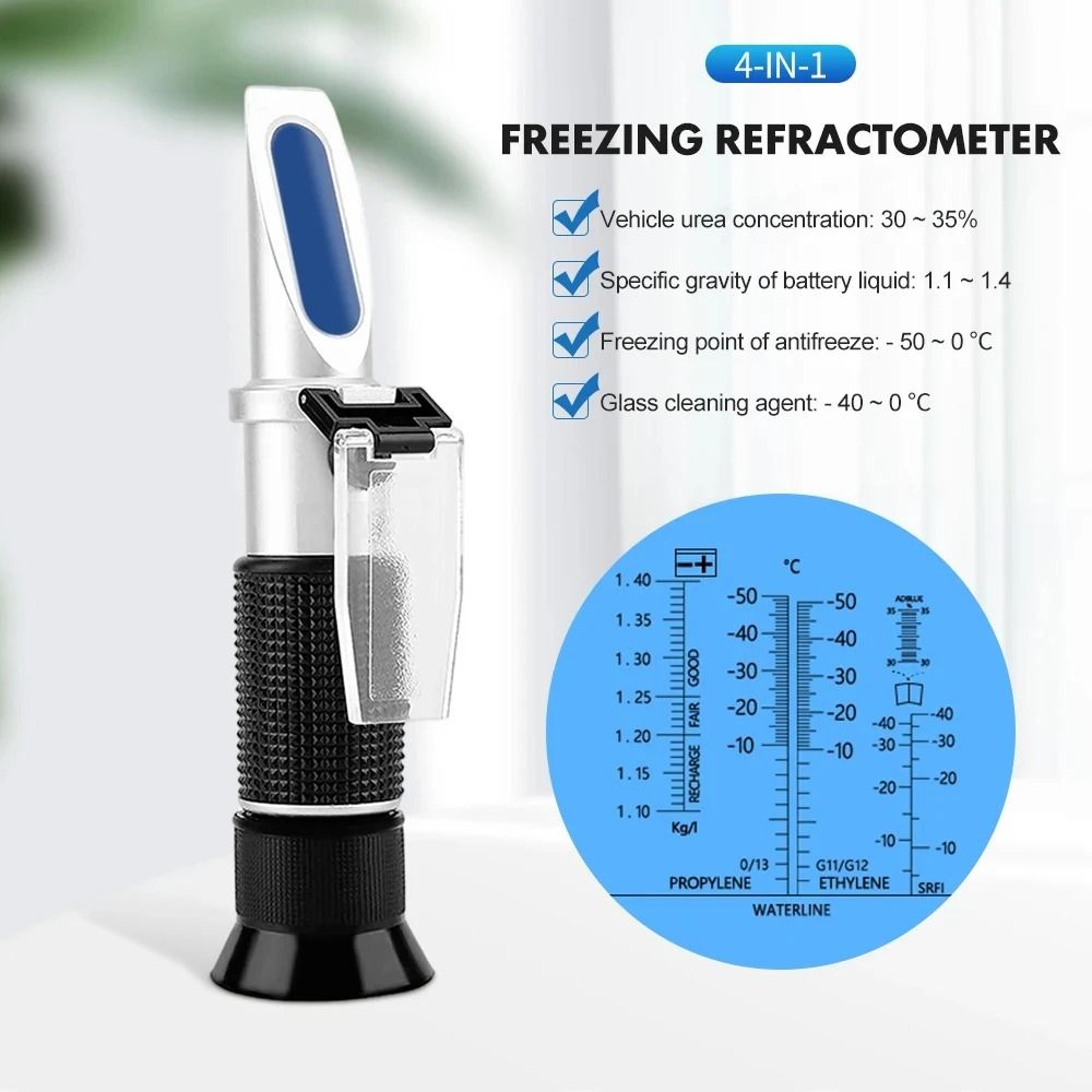handheld automotive antifreeze and battery fluid refractometer