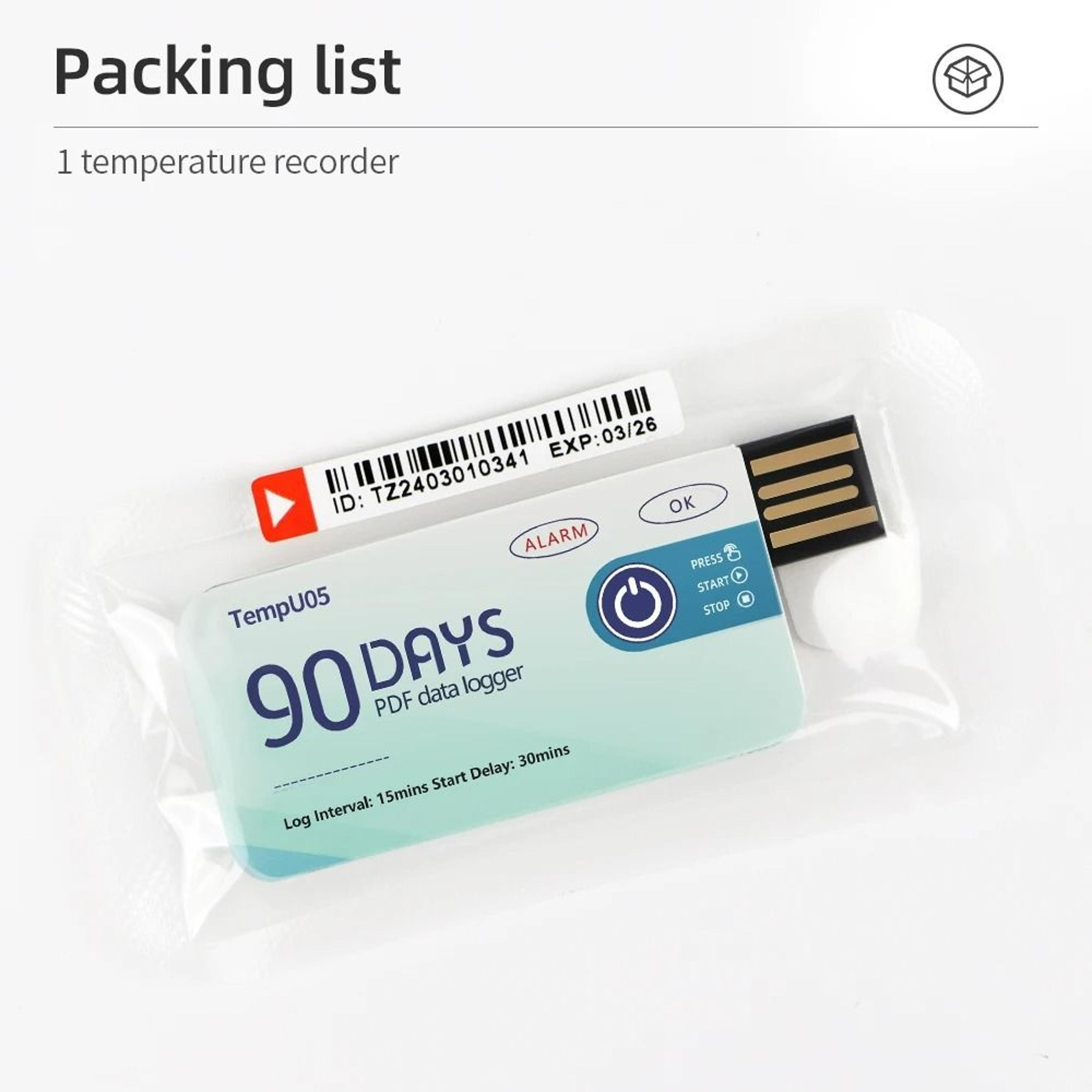 SingleUse USB Temperature Data Logger 5Pack 6