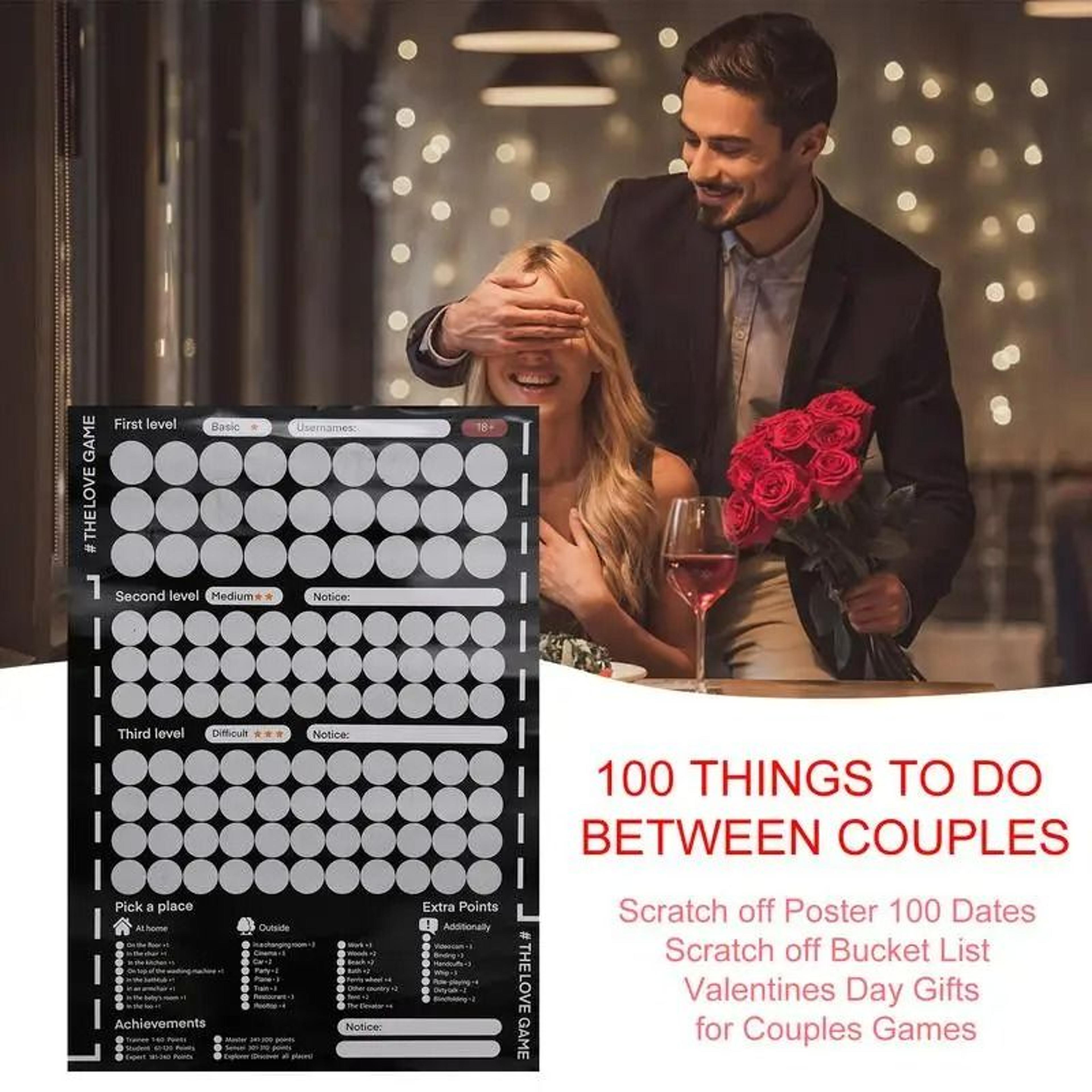 100 Dates Couples ScratchOff Poster Bucket List 0