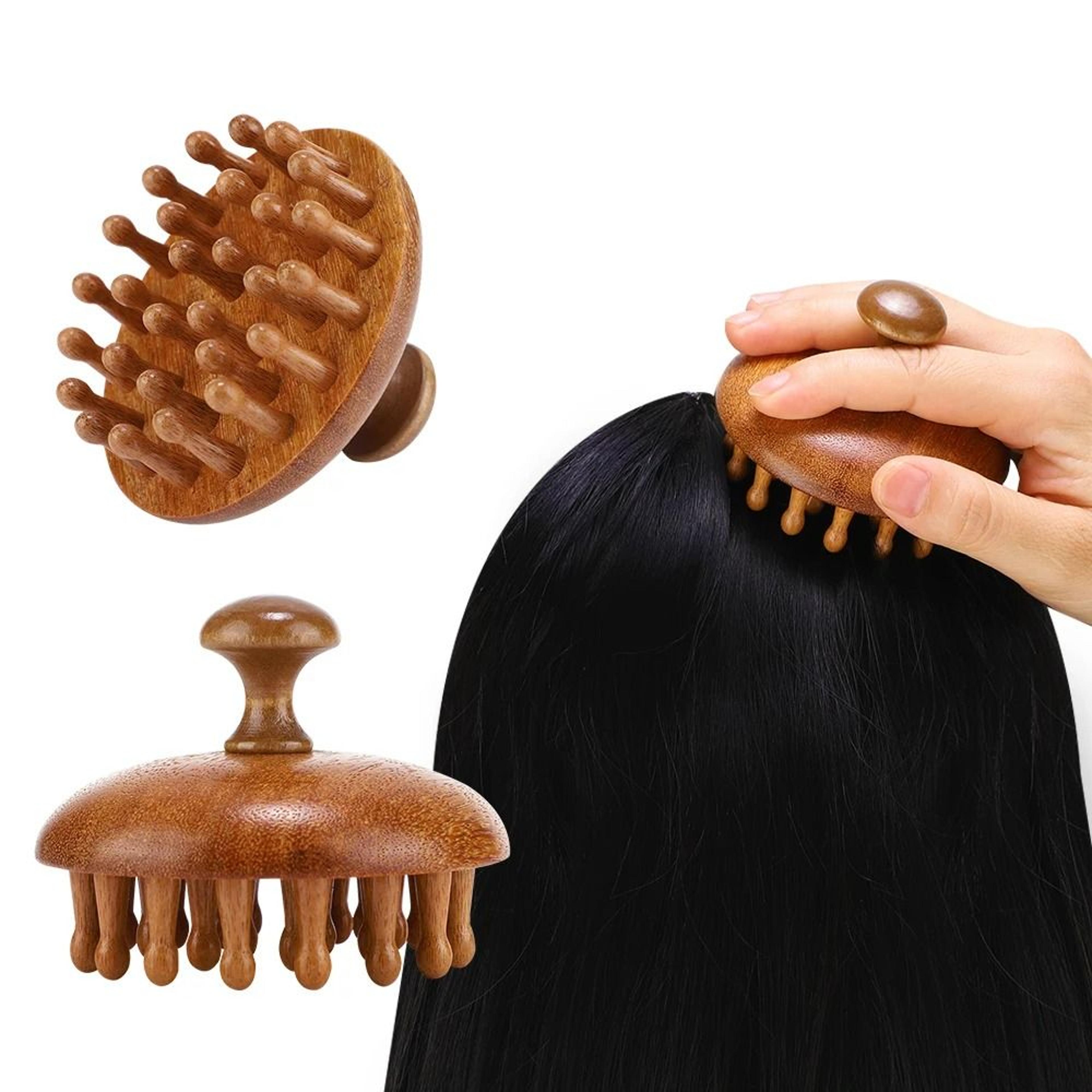 natural sandalwood scalp & body gua sha massager comb