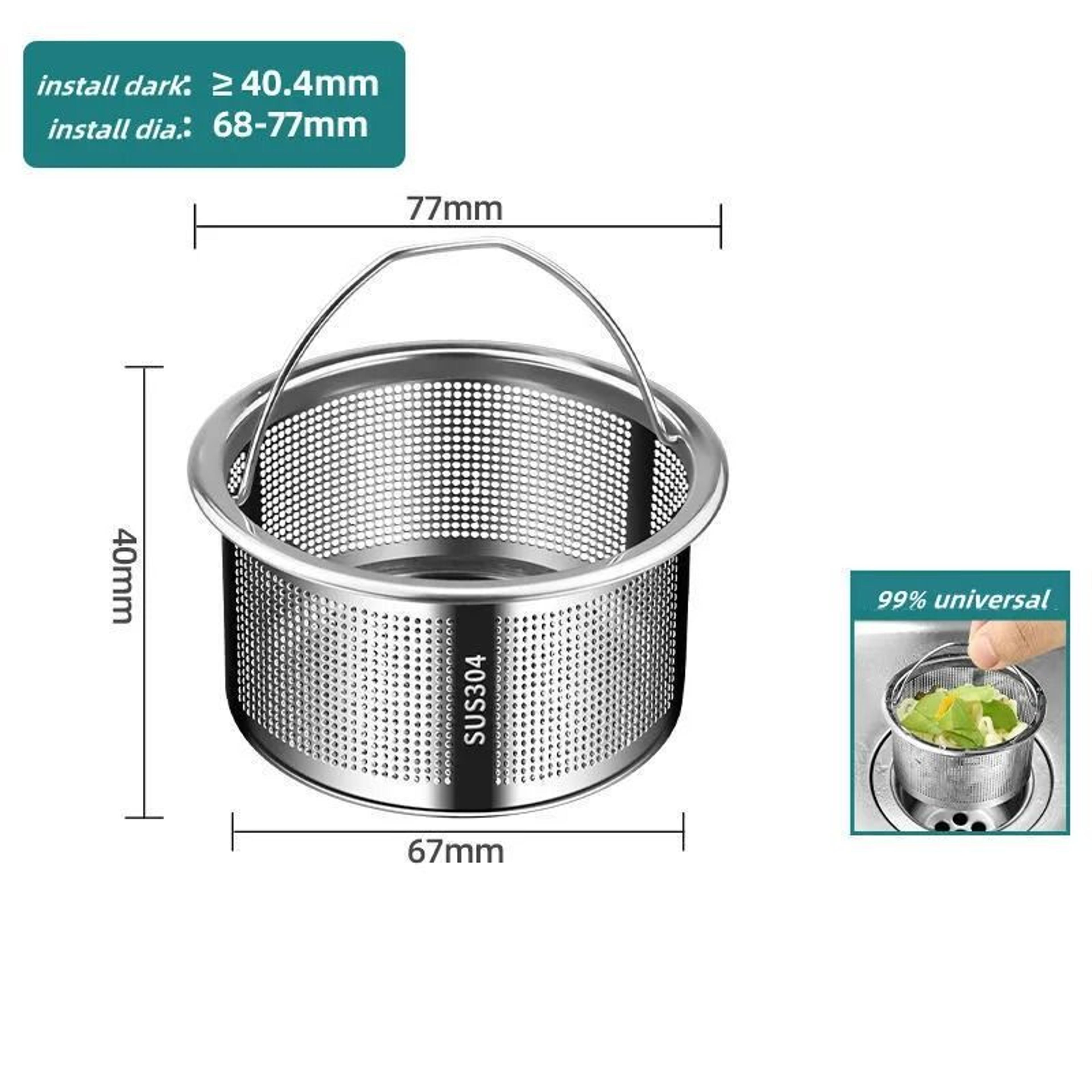 Universal Stainless Steel Kitchen Sink Strainer  AntiClog Filter Basket 8