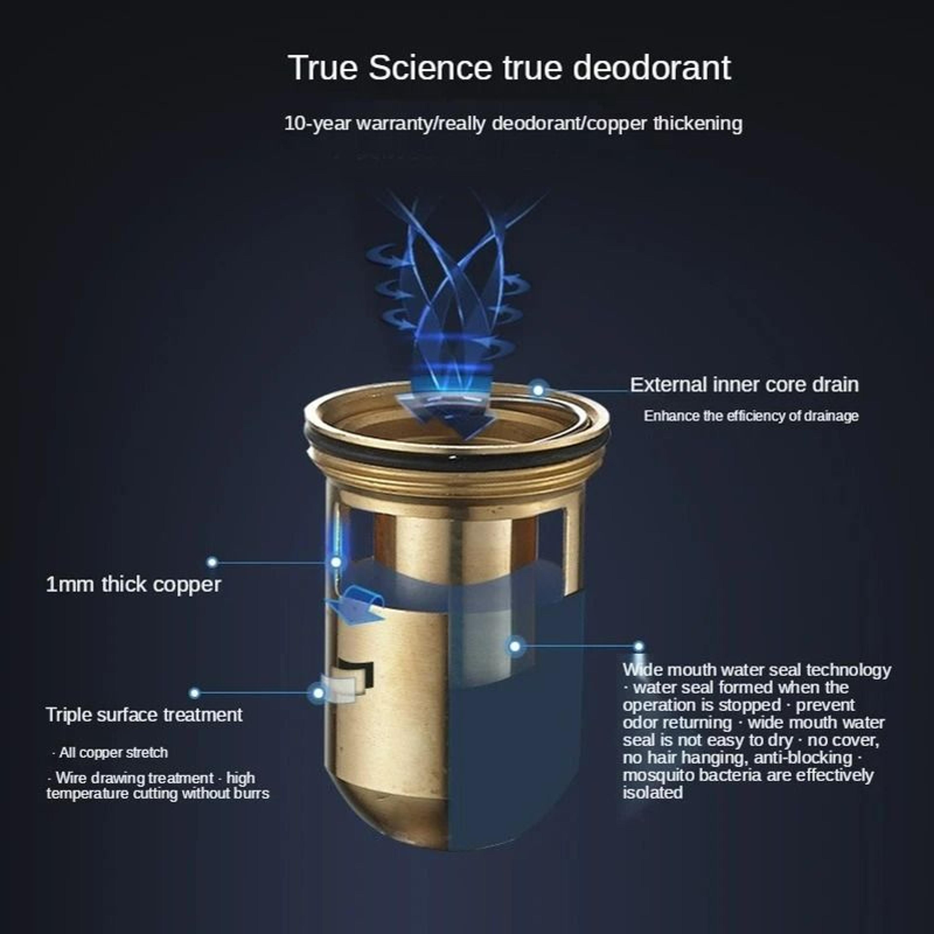 Solid Brass Deodorant Floor Drain Core  AntiOdor Siphon Valve 4