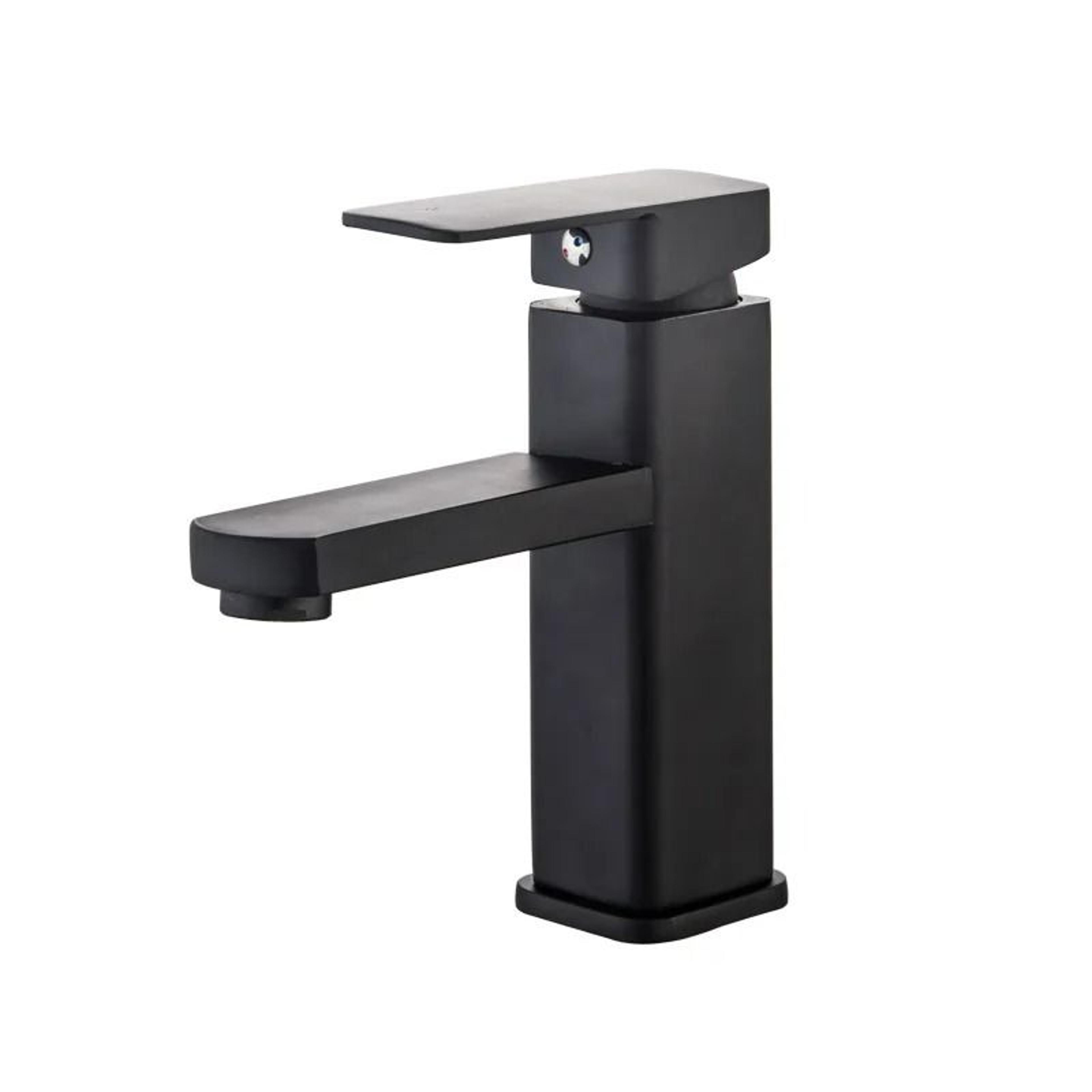 Modern Black Square ABS Hot  Cold DeckMounted Basin Faucet 5