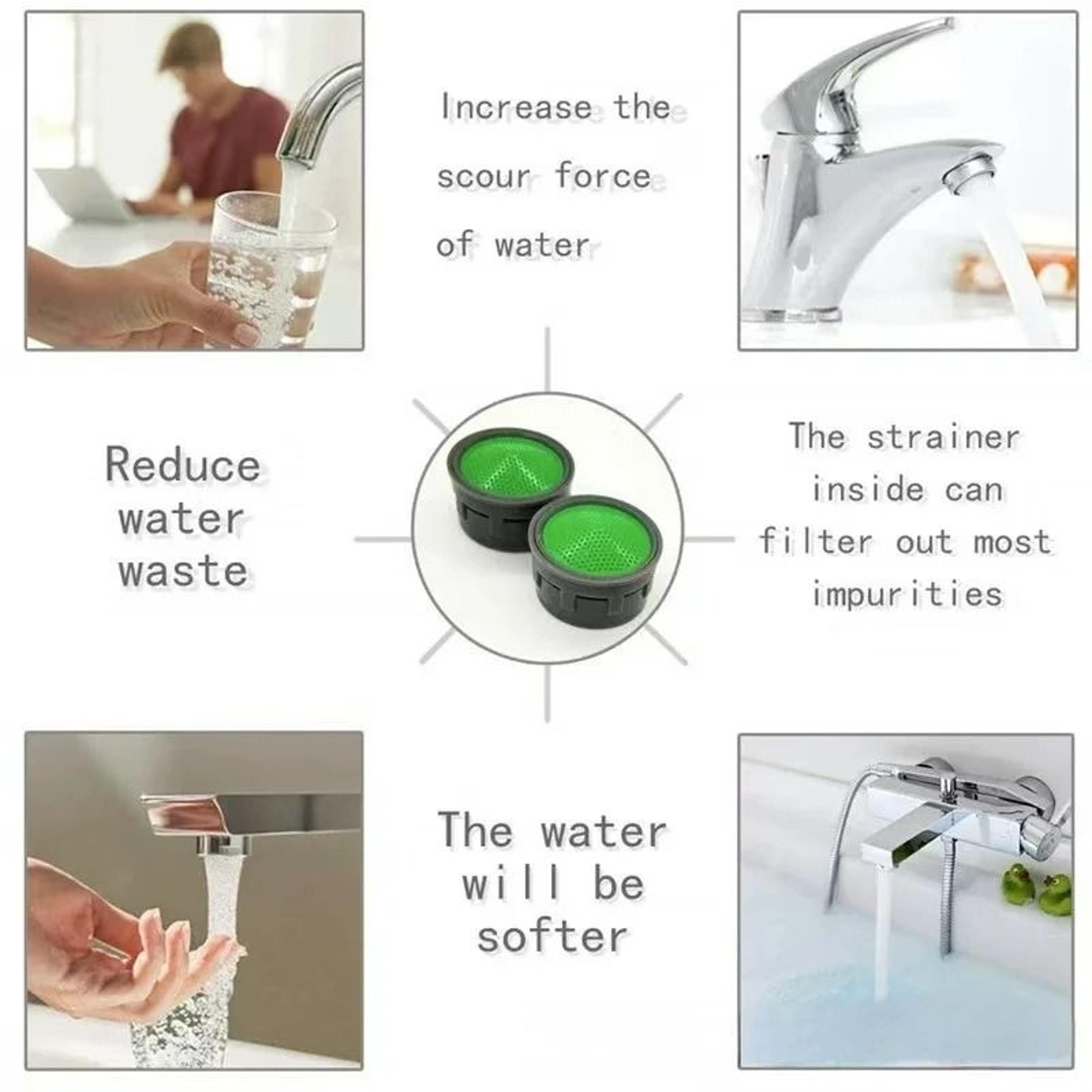 2Pack WaterSaving Chrome Faucet Aerator  AntiSplash Filter Diffuser Nozzle 2