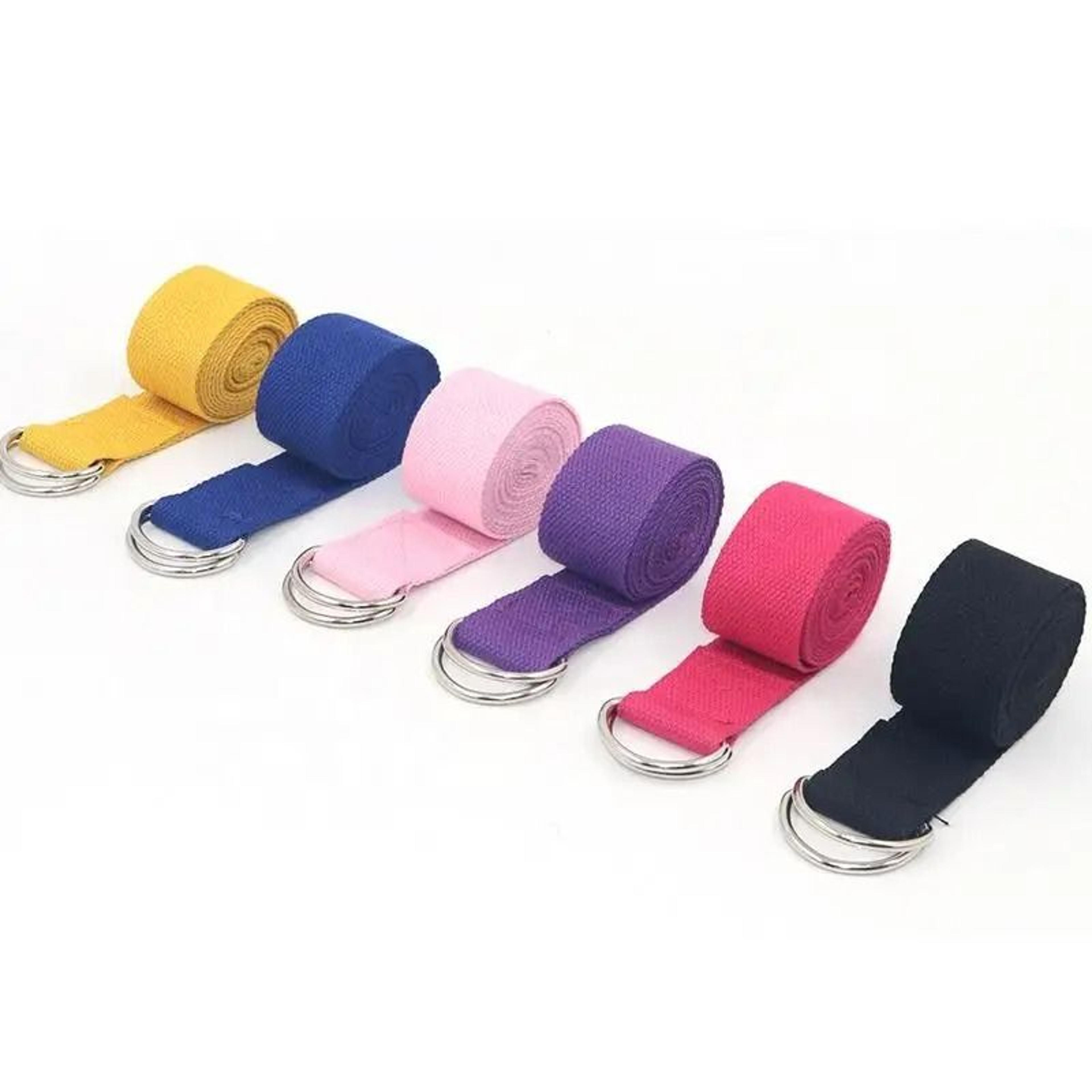 adjustable cotton yoga strap with d-ring buckle for daily stretching