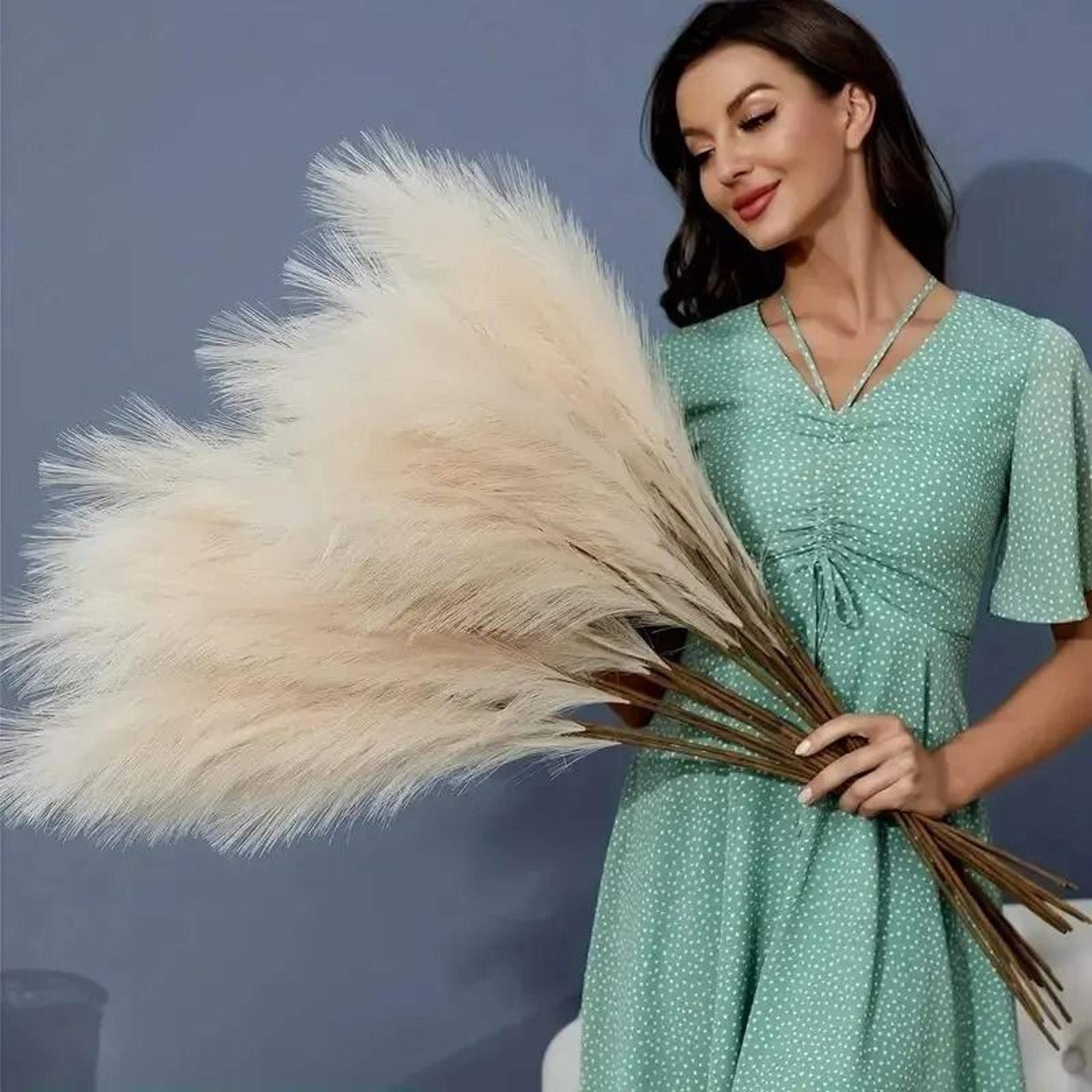 faux artificial pampas grass stems (5-piece set)