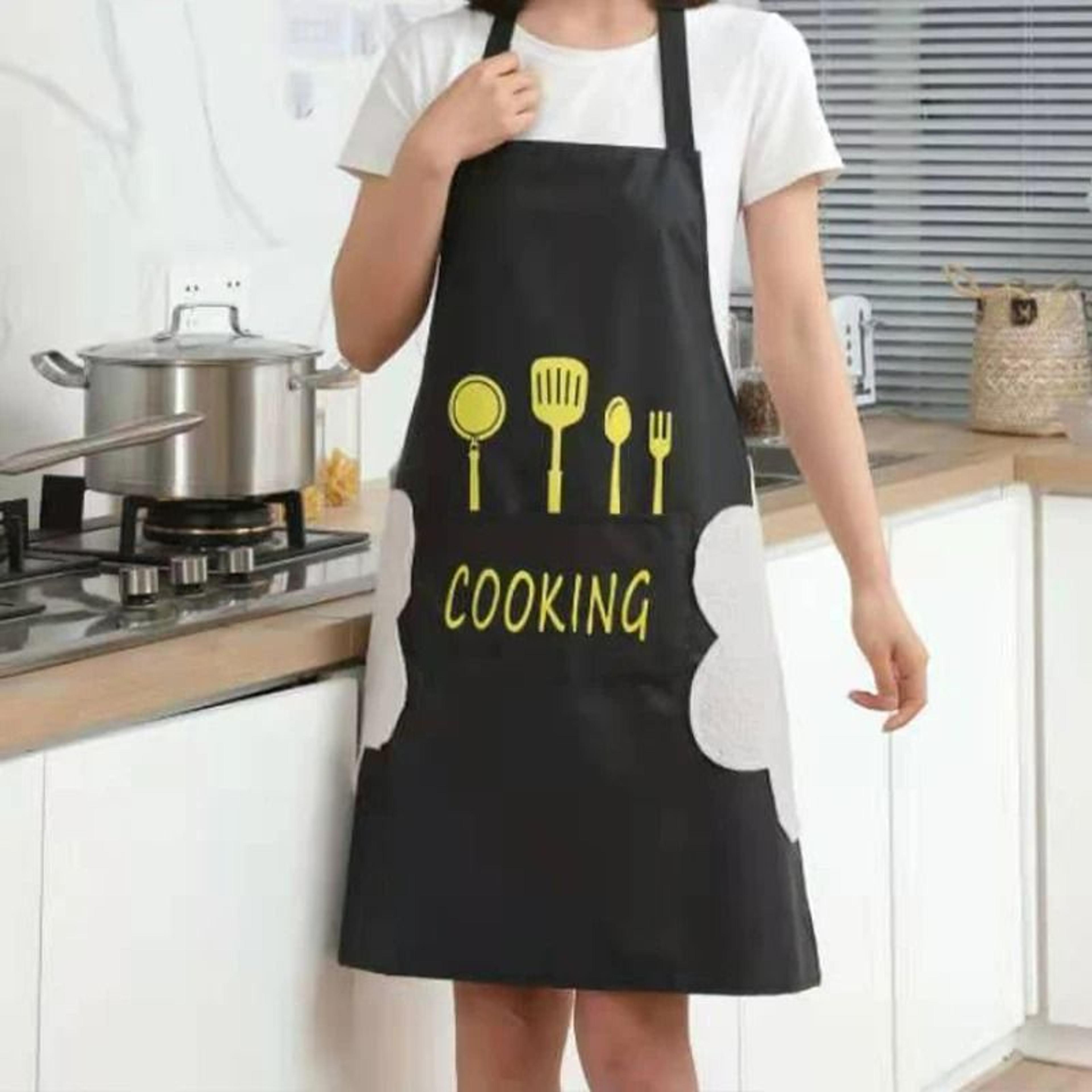 Waterproof  OilProof Kitchen Apron With HandWiping Side Towels 1
