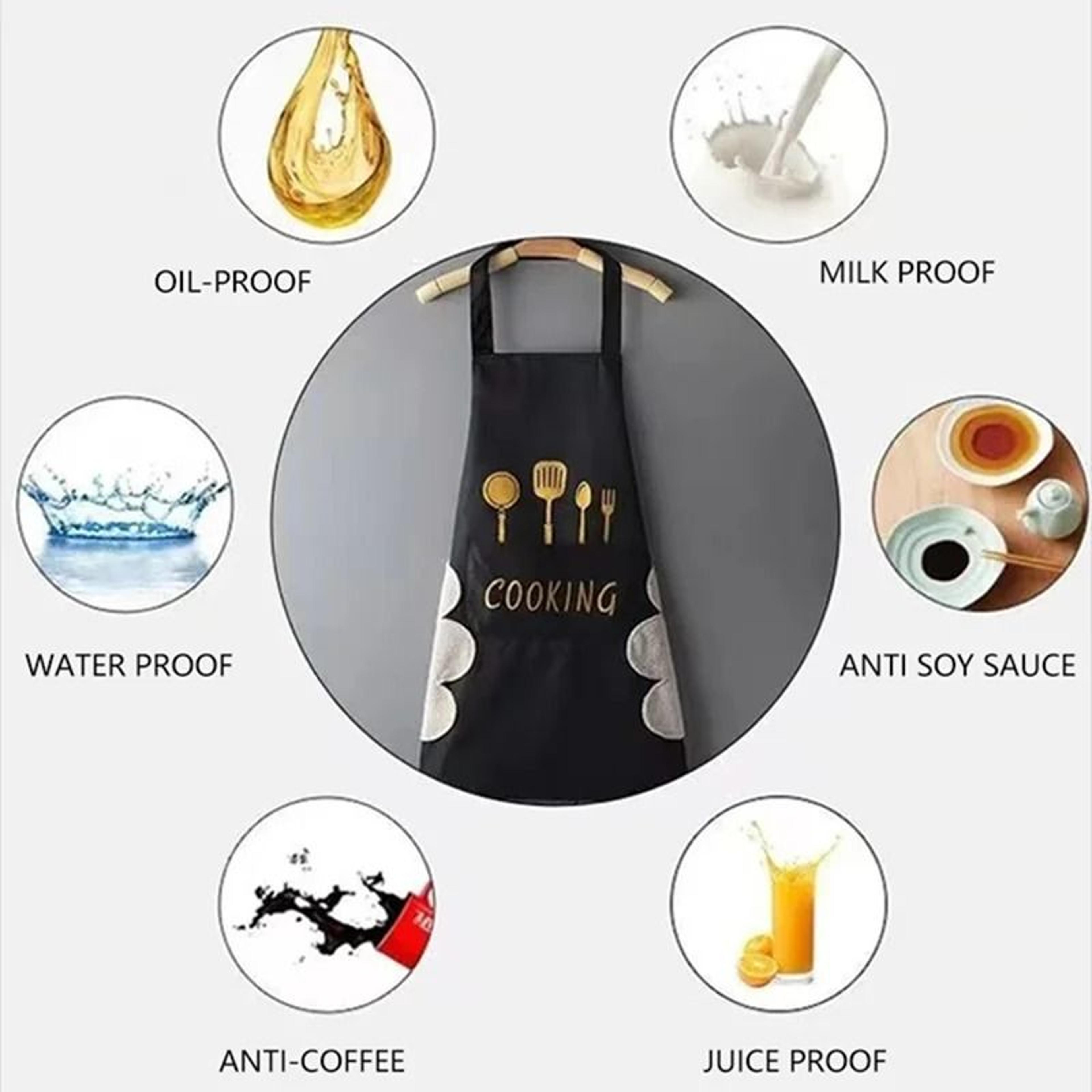 Waterproof  OilProof Kitchen Apron With HandWiping Side Towels 3