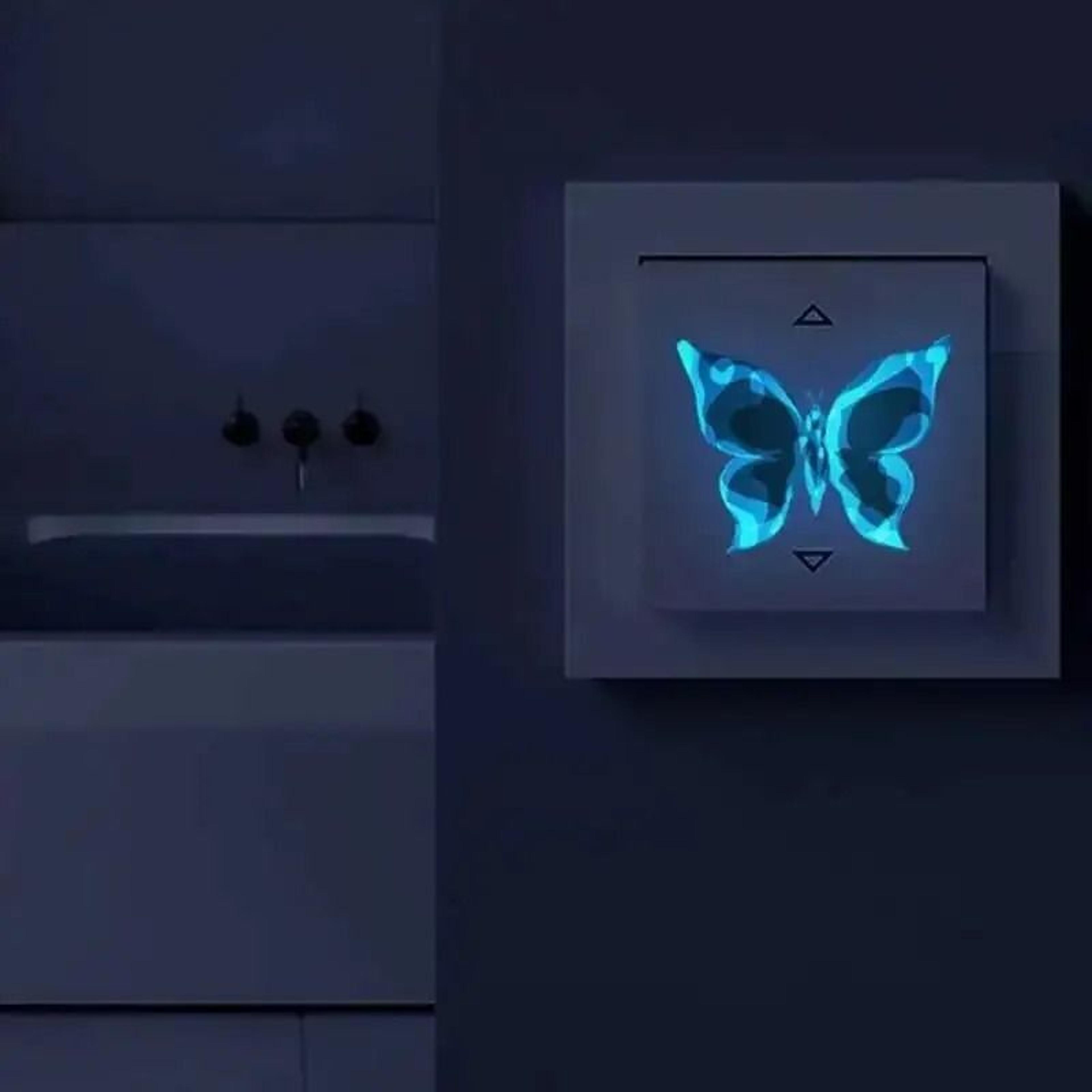 Blue Luminous Butterfly Wall  Light Switch Stickers 6Piece Set 1