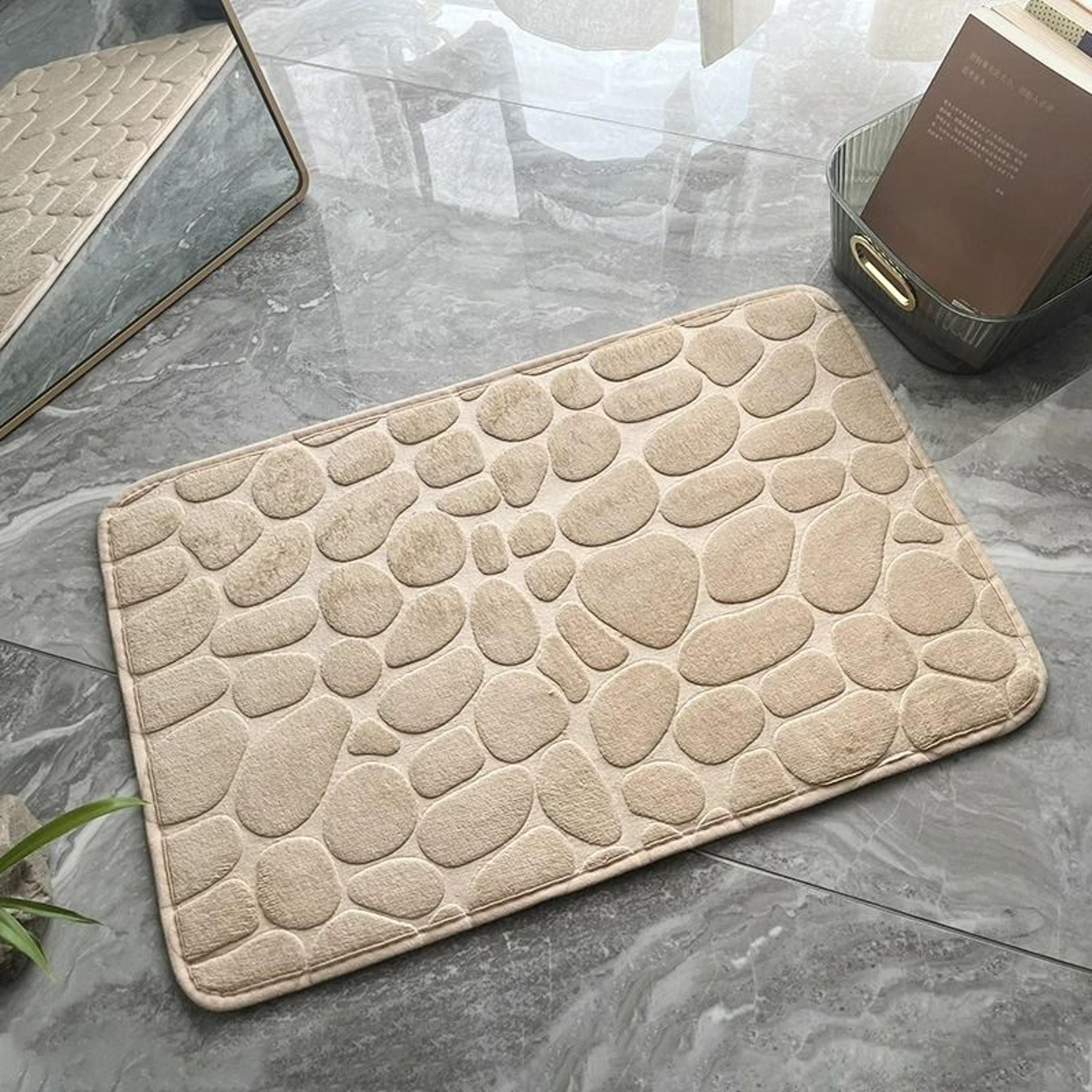 Embossed Cobblestone Memory Foam NonSlip Bathroom Mat 3