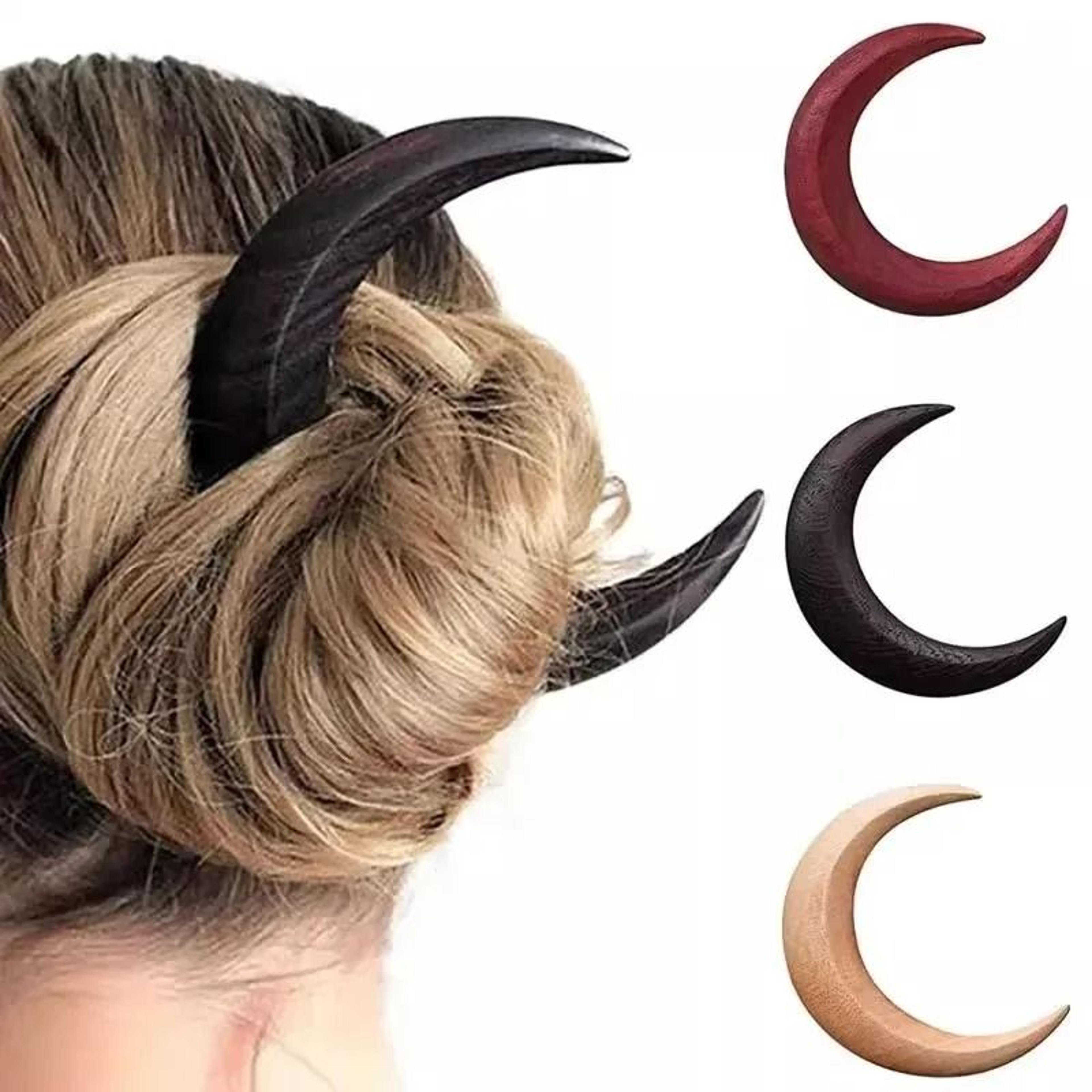 Handcrafted Wooden Crescent Moon Hair Fork  Bun Clip 4