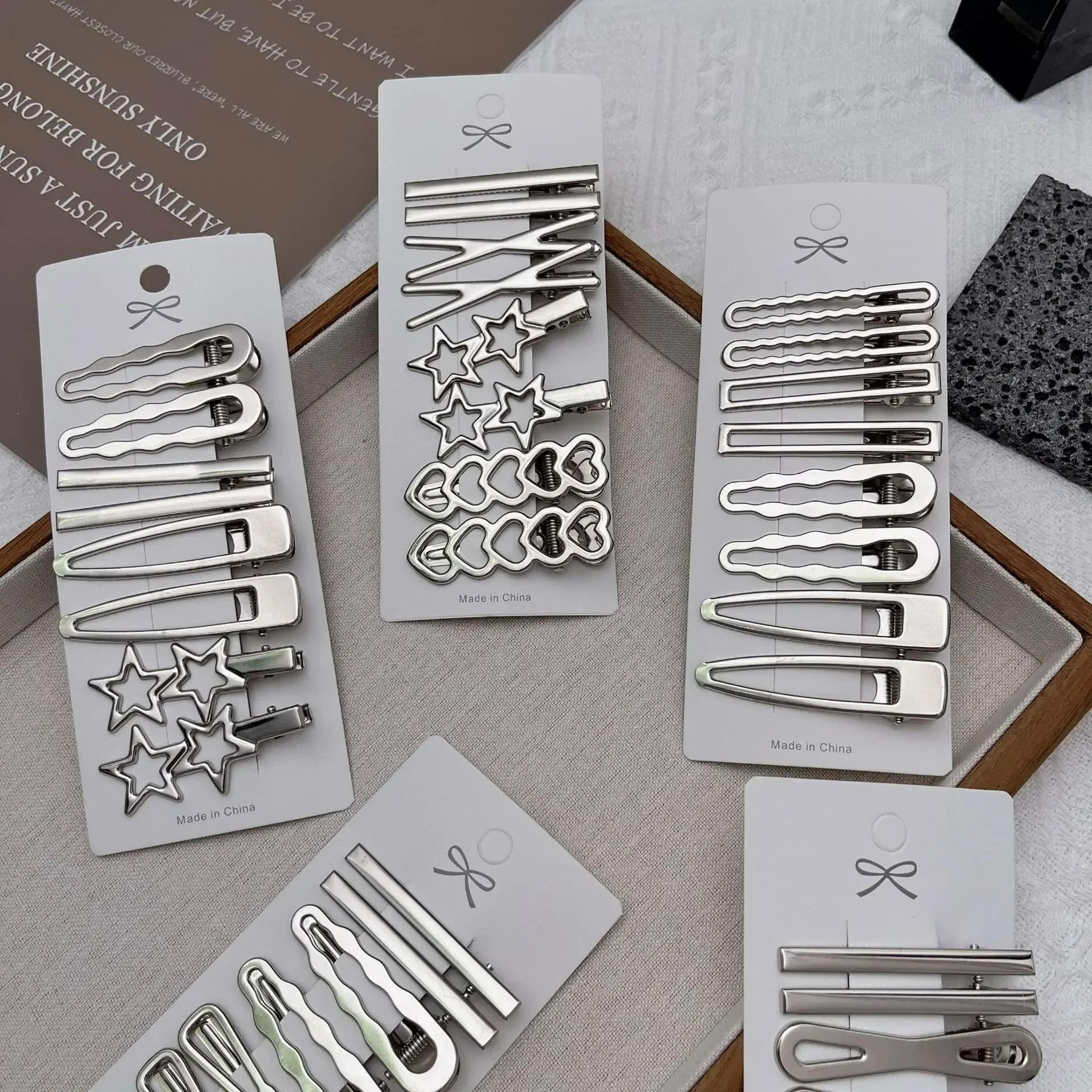 Silver Metal Y2K Duckbill Hair Clips  Personality Side Barrettes 4