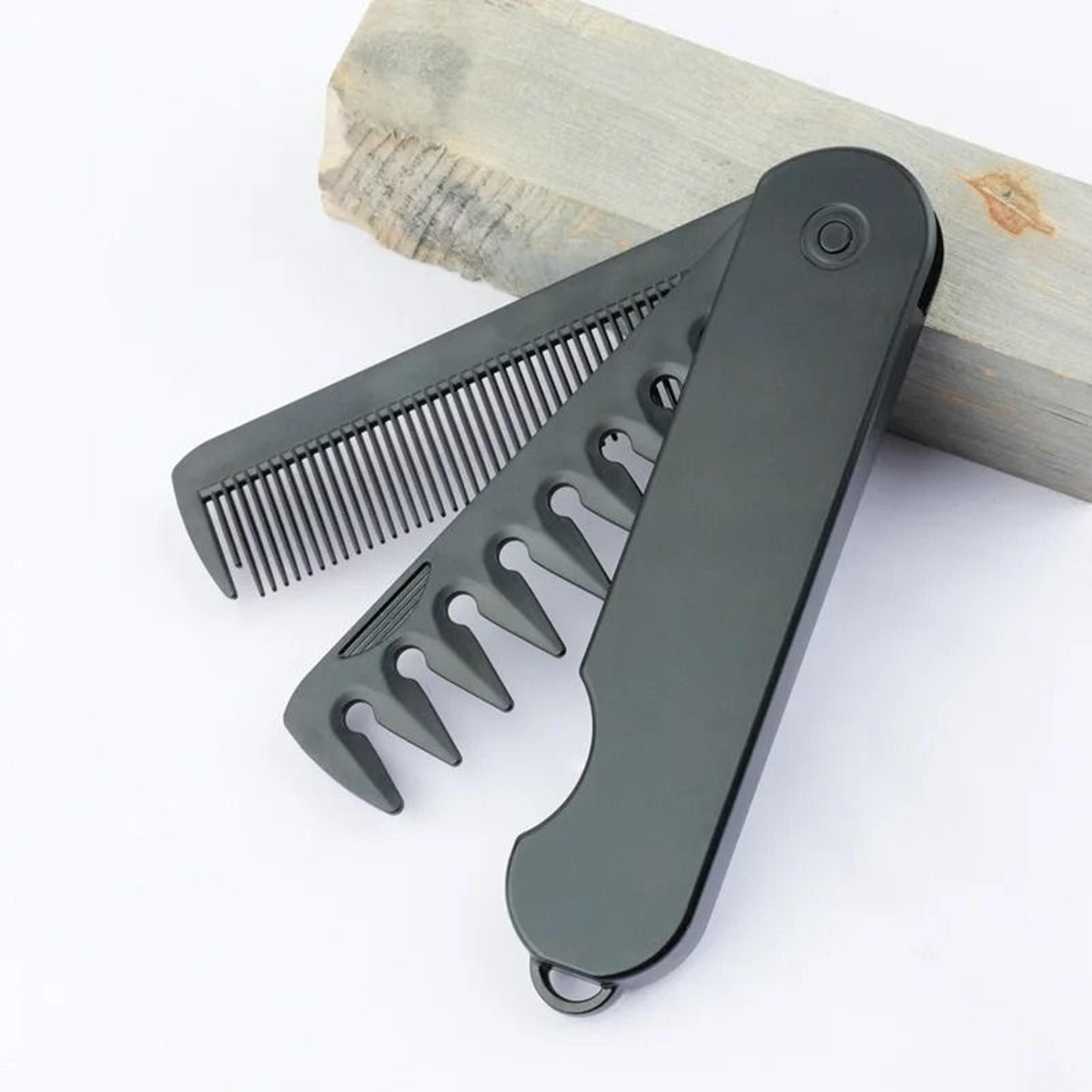 multifunctional portable folding pocket comb & wide-tooth oil-head styling tool
