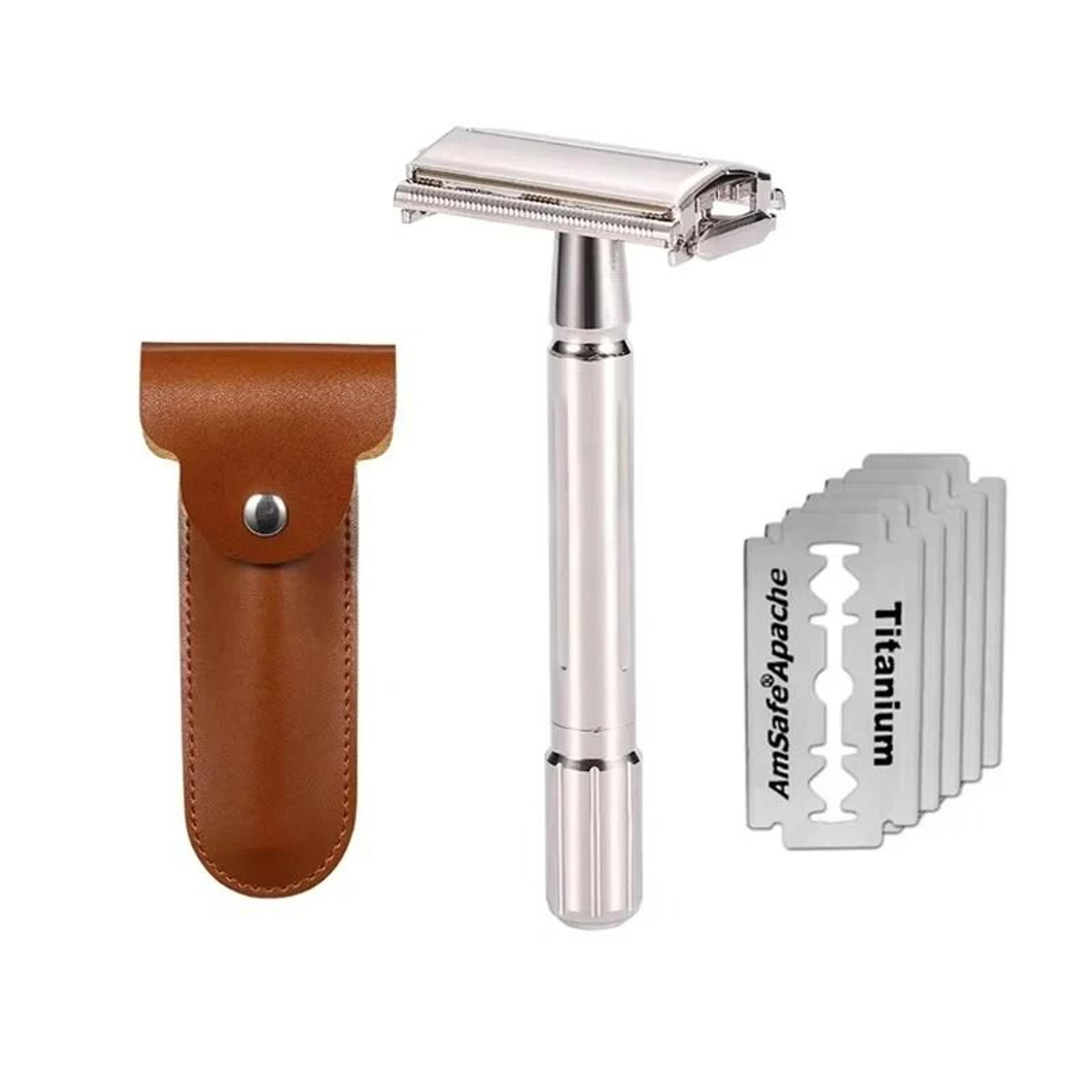Classic Folding DoubleEdge Safety Razor With 5 Titanium Coated Blades 6