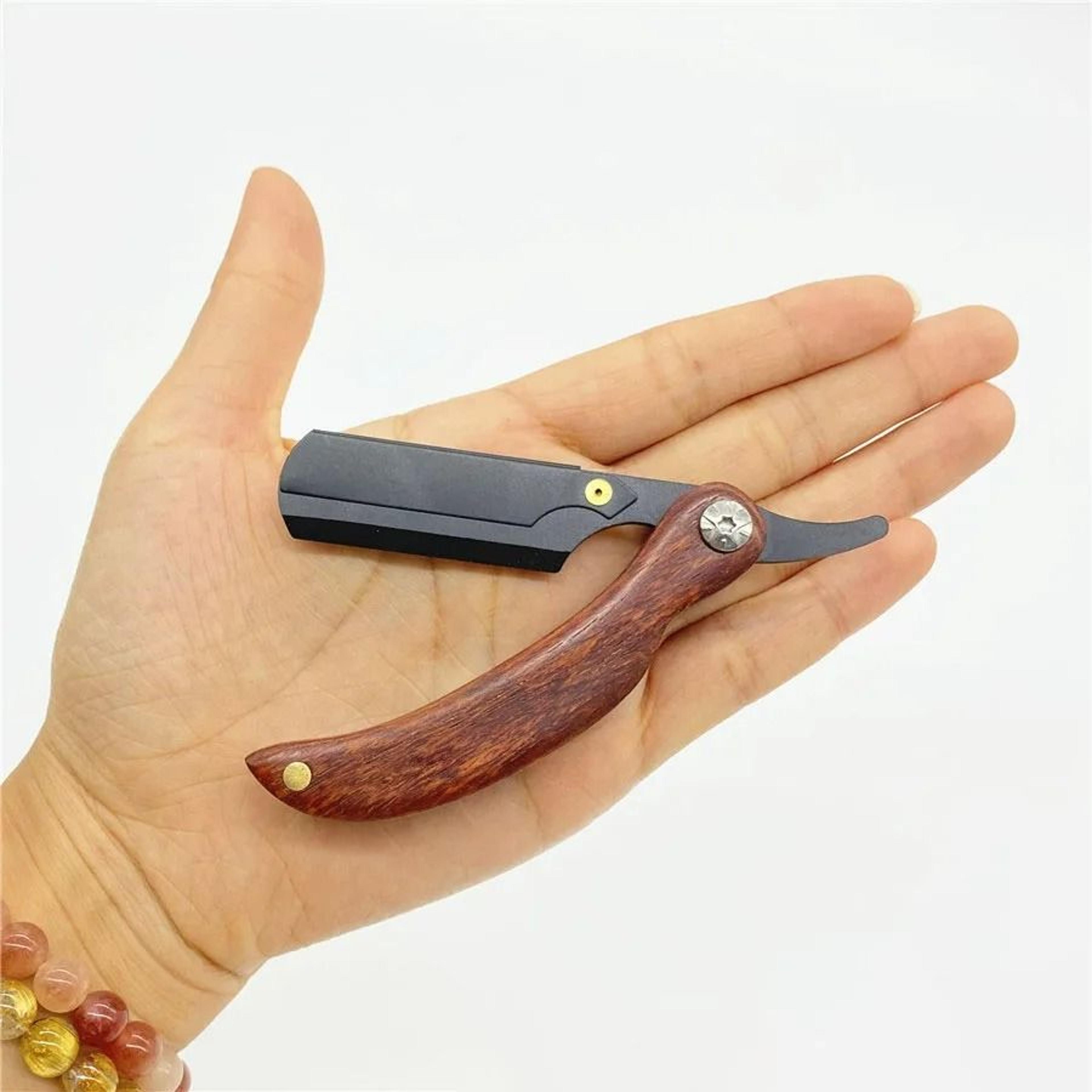 Mens Mini Compact Stainless Steel Folding Barber Straight Razor 5
