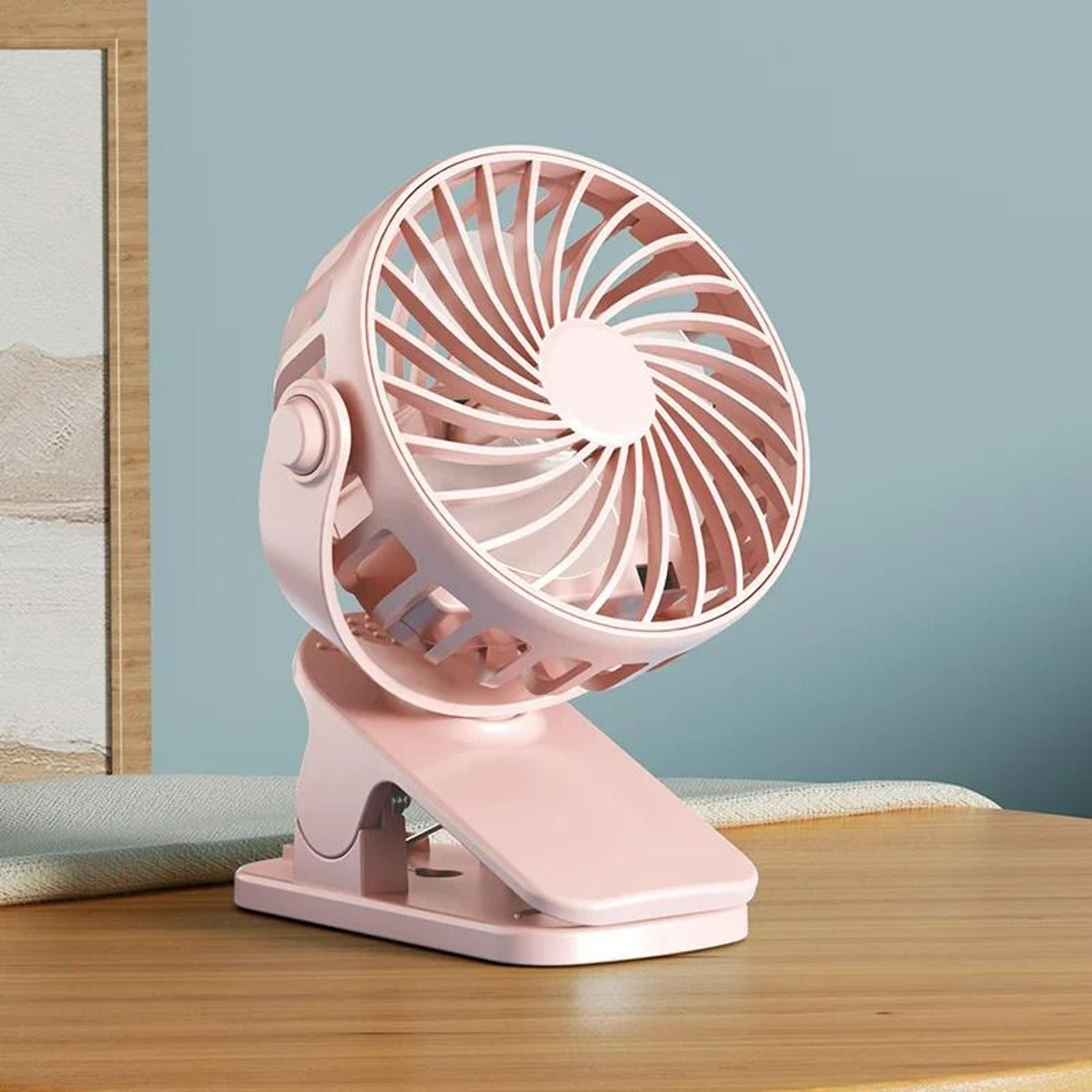 720 Rotatable Portable Rechargeable Clip  Hanging Fan With Integrated LED Night Light 5