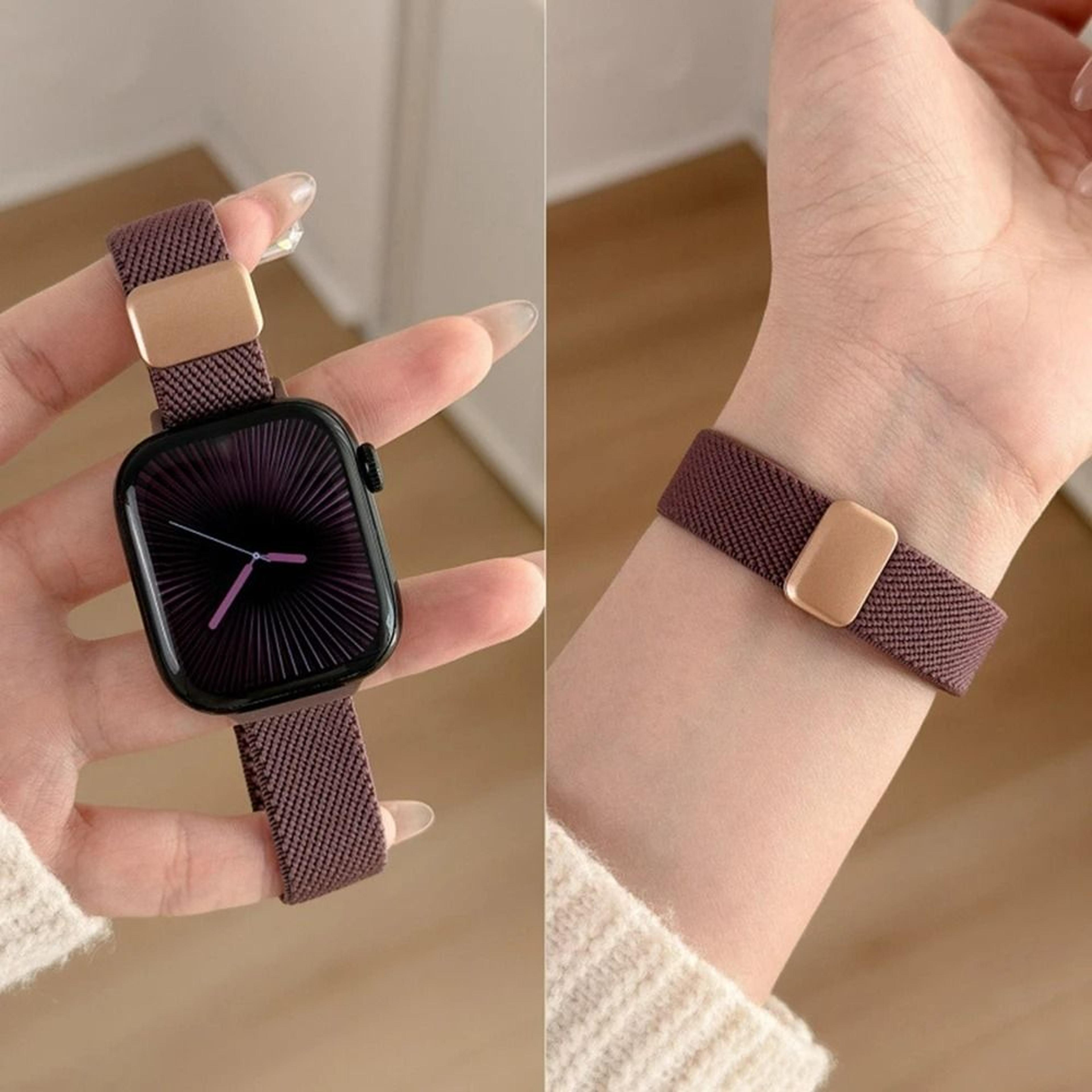 Magnetic Elastic Nylon Stretch Watch Strap For Apple Watch Series 1 Through 11  Ultra 7