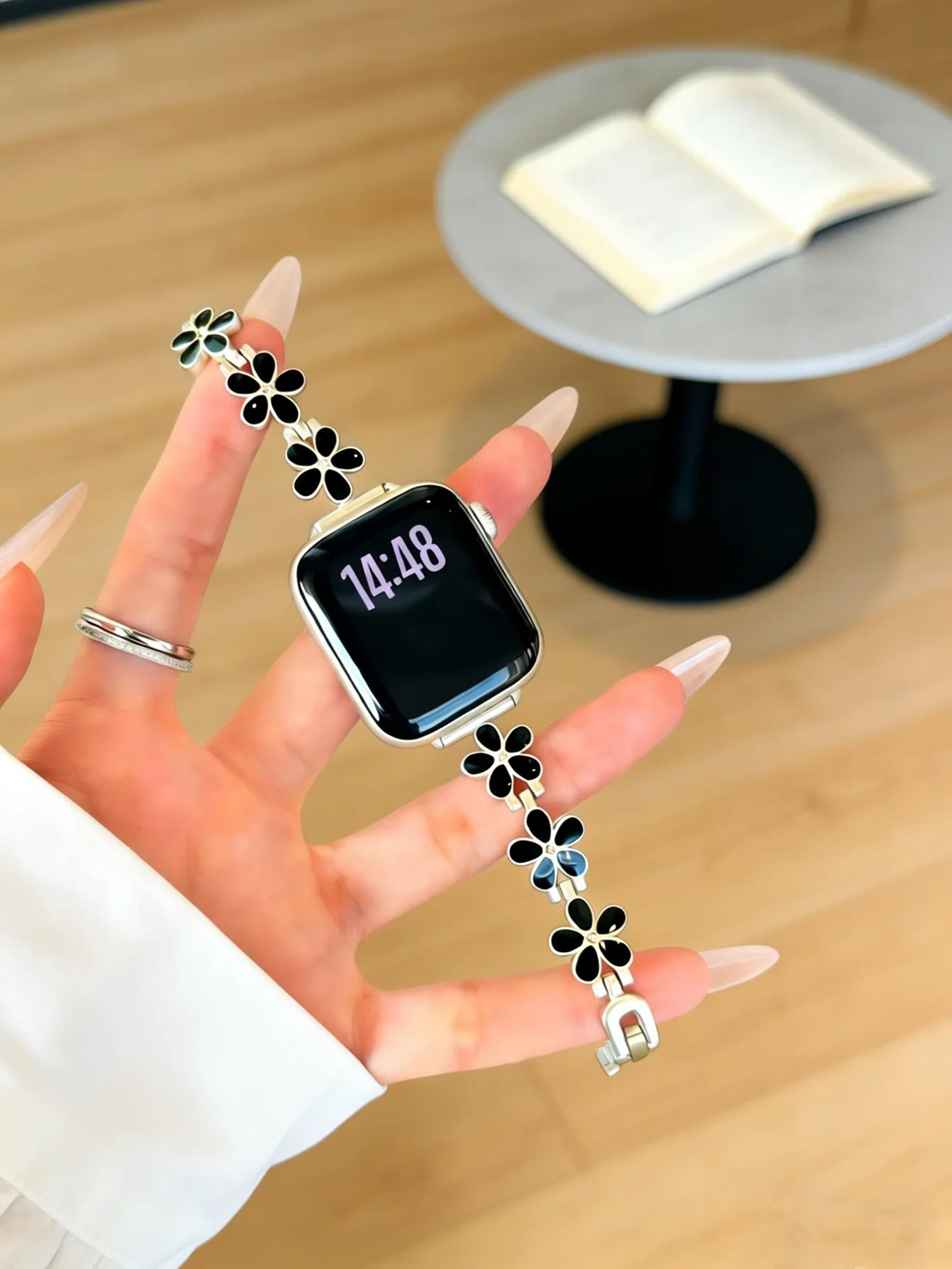 colorful stainless steel metal link strap for apple watch series 1 through 11 & ultra