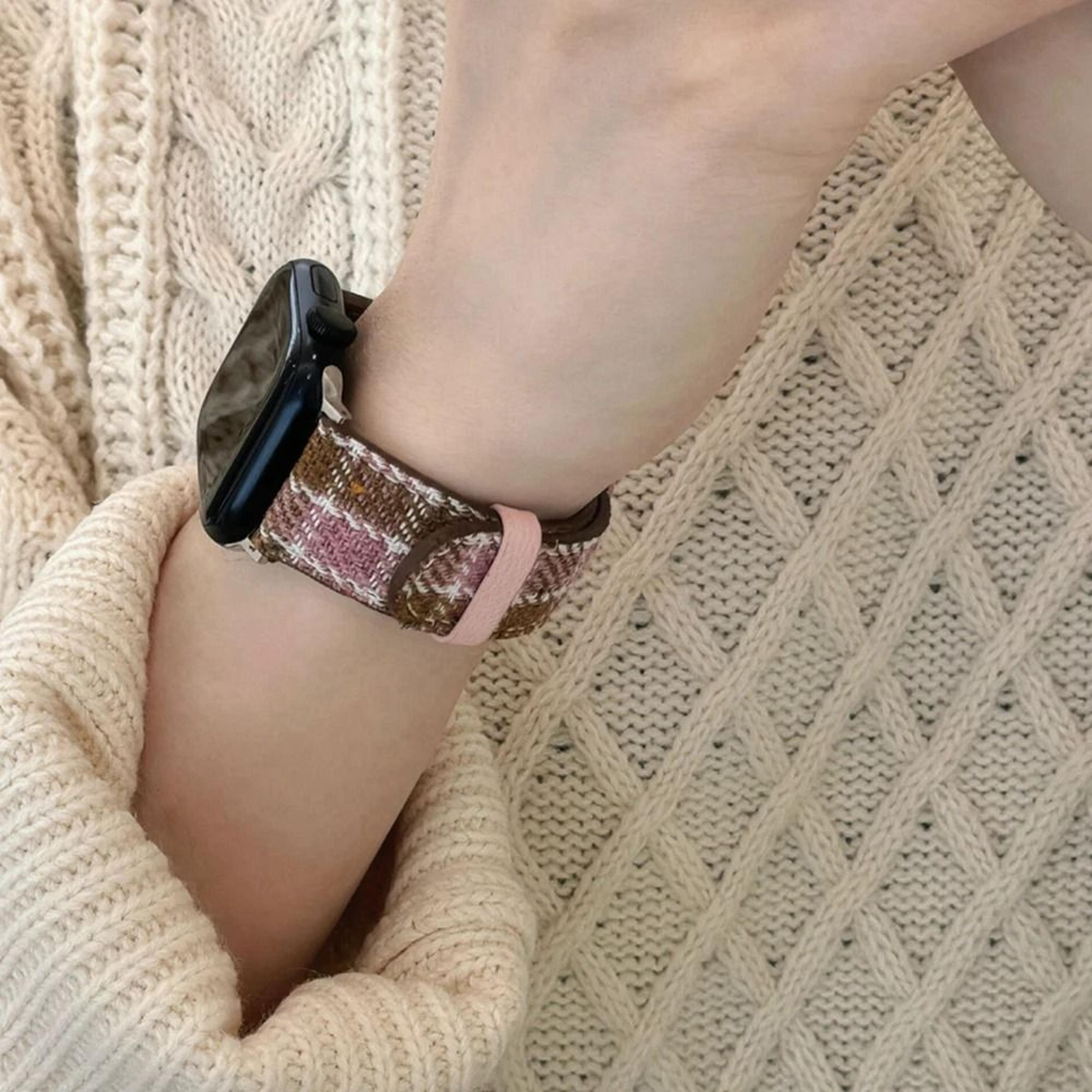 Winter Maillard Wool Plaid Braided Strap For Apple Watch Series 1 Through 11  Ultra 1