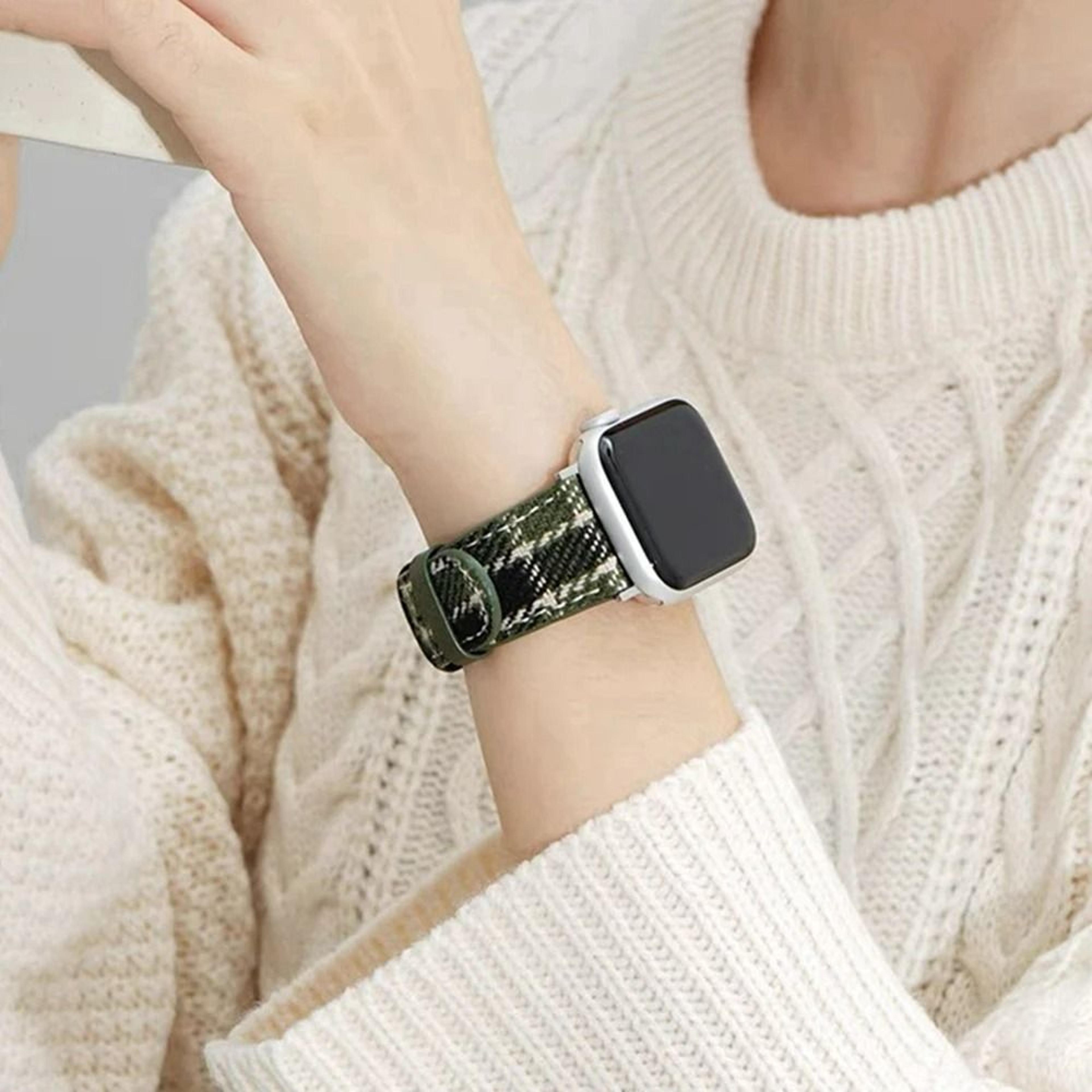 Winter Maillard Wool Plaid Braided Strap For Apple Watch Series 1 Through 11  Ultra 10