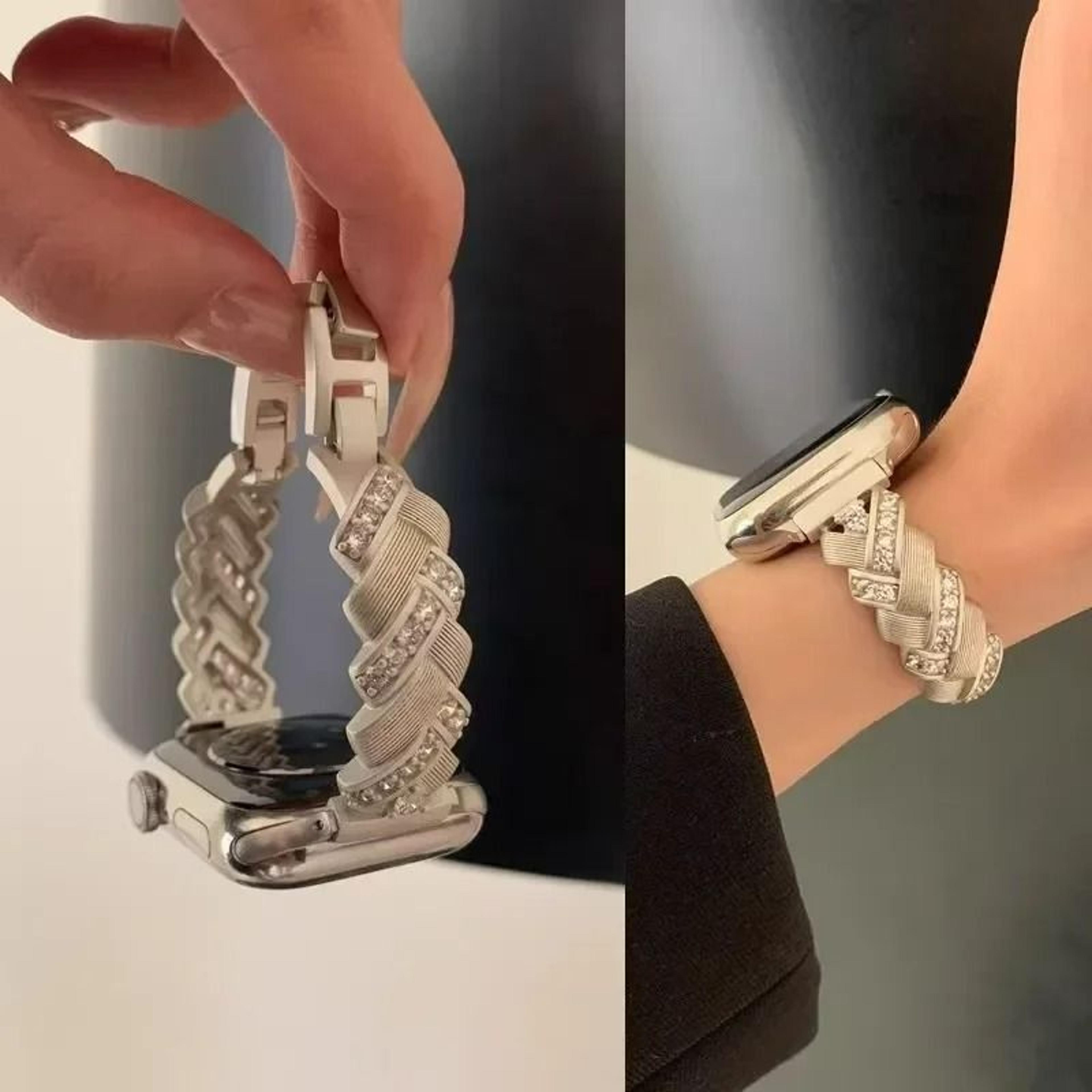 Bling Rhinestone Ear Of Wheat Bracelet Strap For Apple Watch Series 1 Through 11  Ultra 2