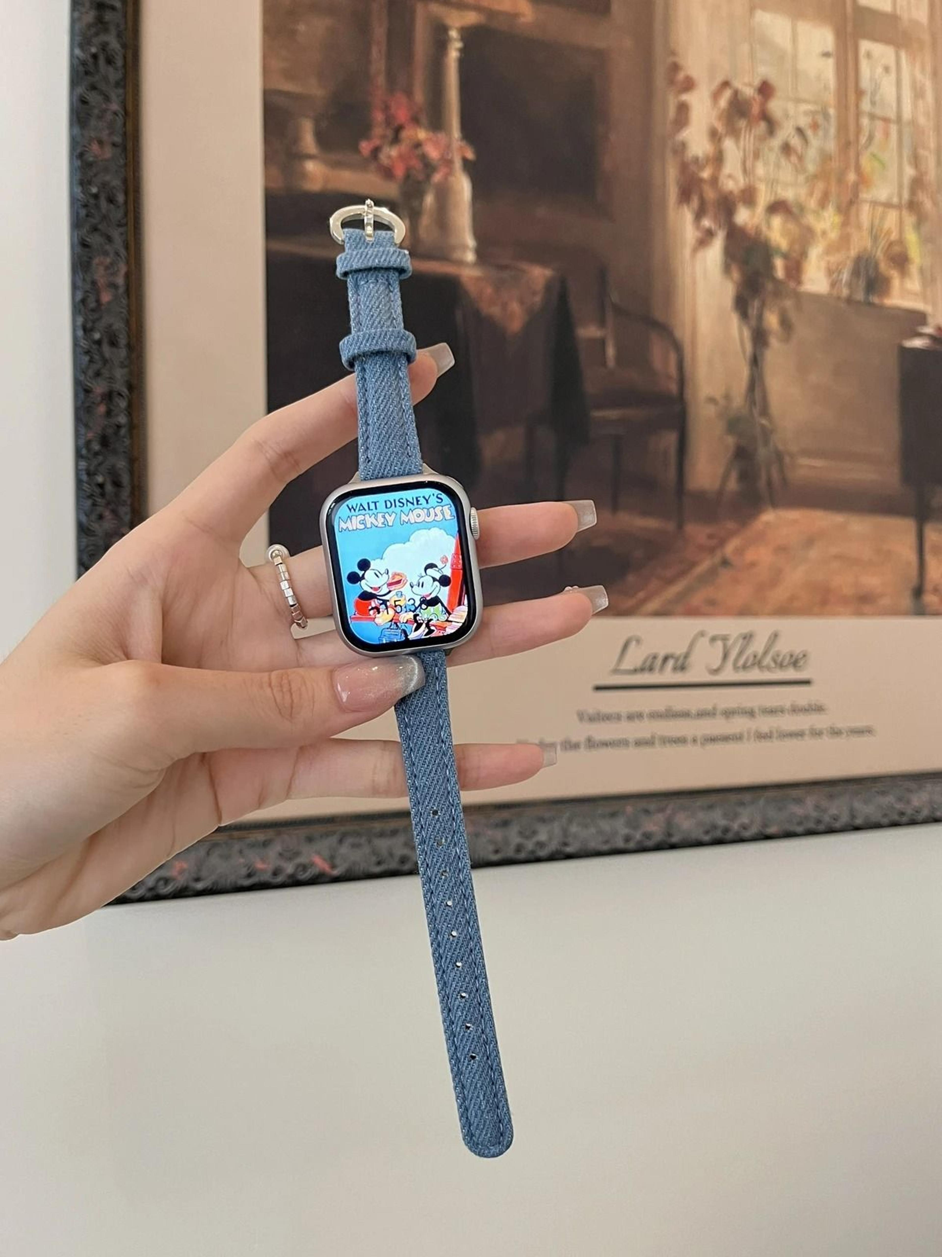 Elegant Slim Cloth  Leather Hybrid Magnetic Loop Strap For Apple Watch Series 1 Through 11  Ultra 8