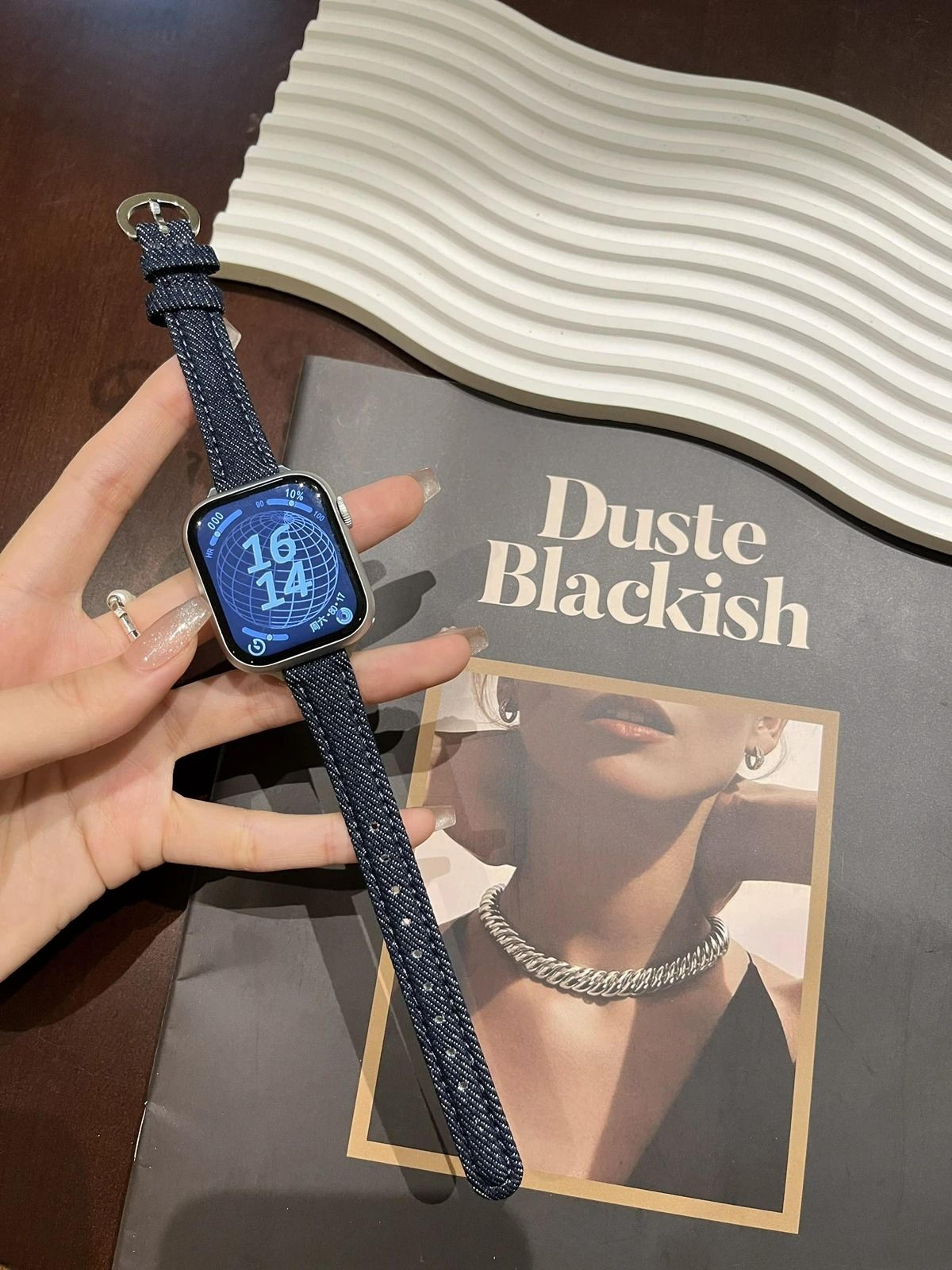 Elegant Slim Cloth  Leather Hybrid Magnetic Loop Strap For Apple Watch Series 1 Through 11  Ultra 9
