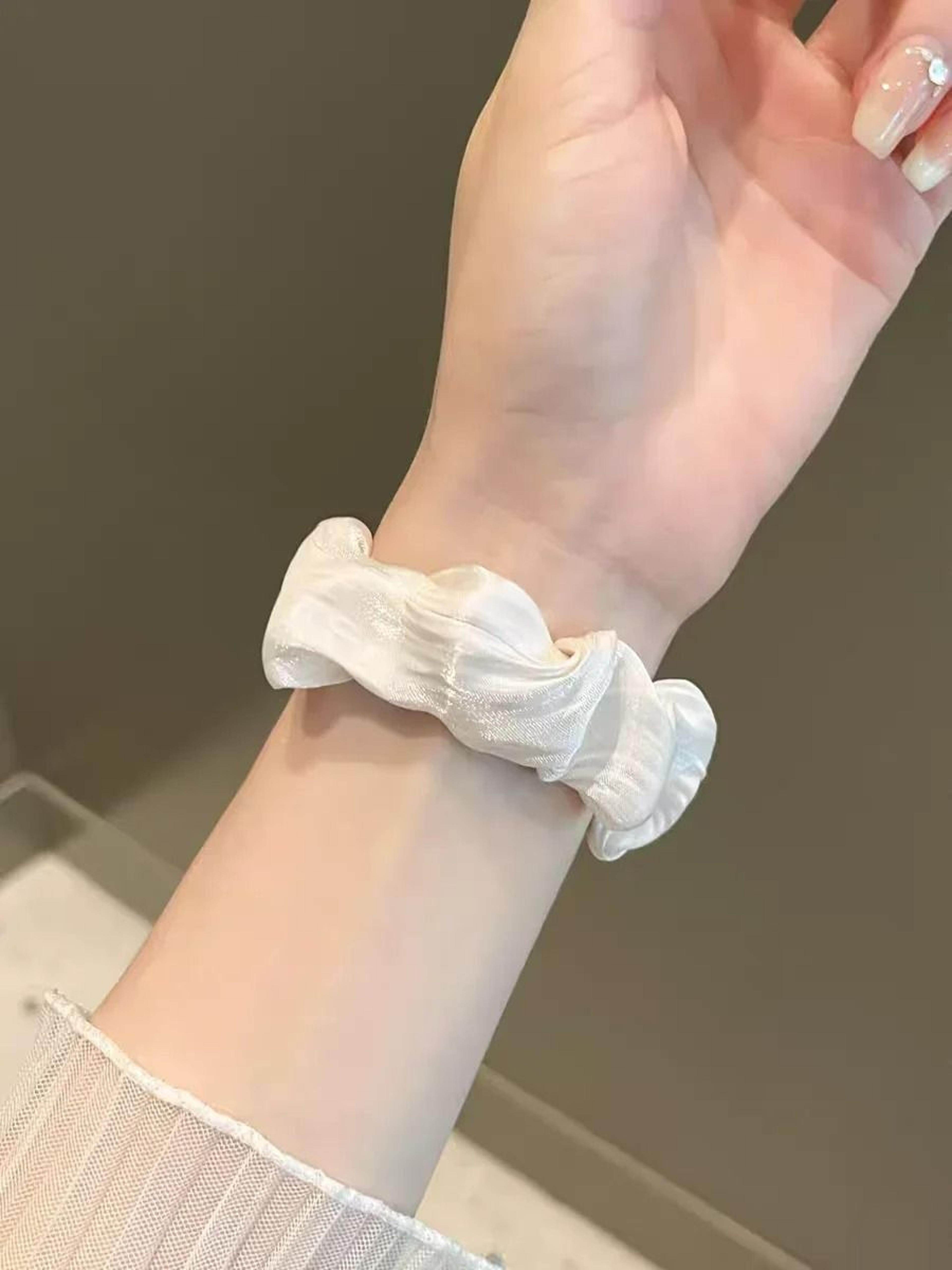 Chiffon Elastic Scrunchie  Leather Hybrid Loop Strap For Xiaomi Smart Band 8 9  10 6