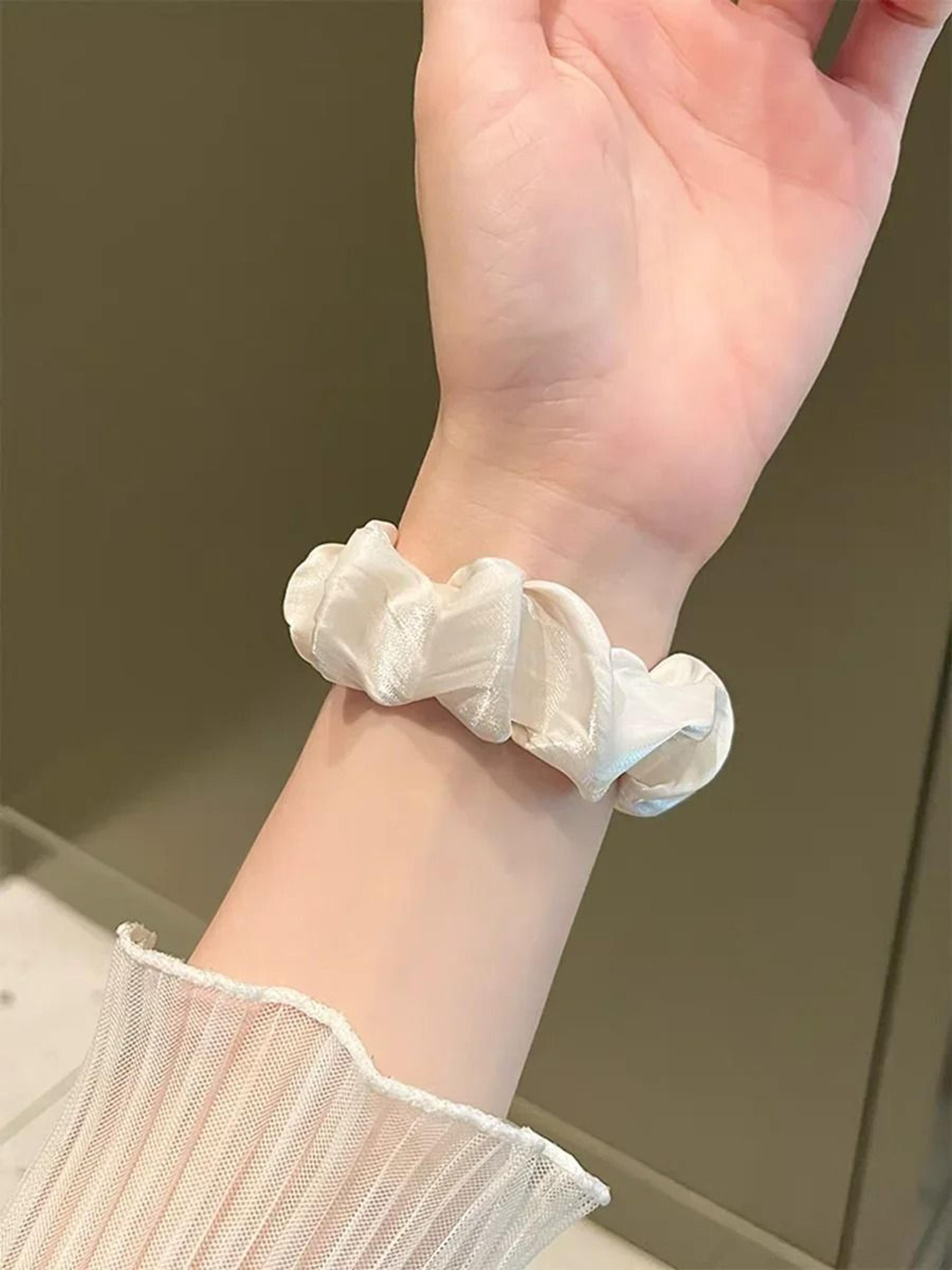 Chiffon Elastic Scrunchie  Leather Hybrid Loop Strap For Xiaomi Smart Band 8 9  10 4