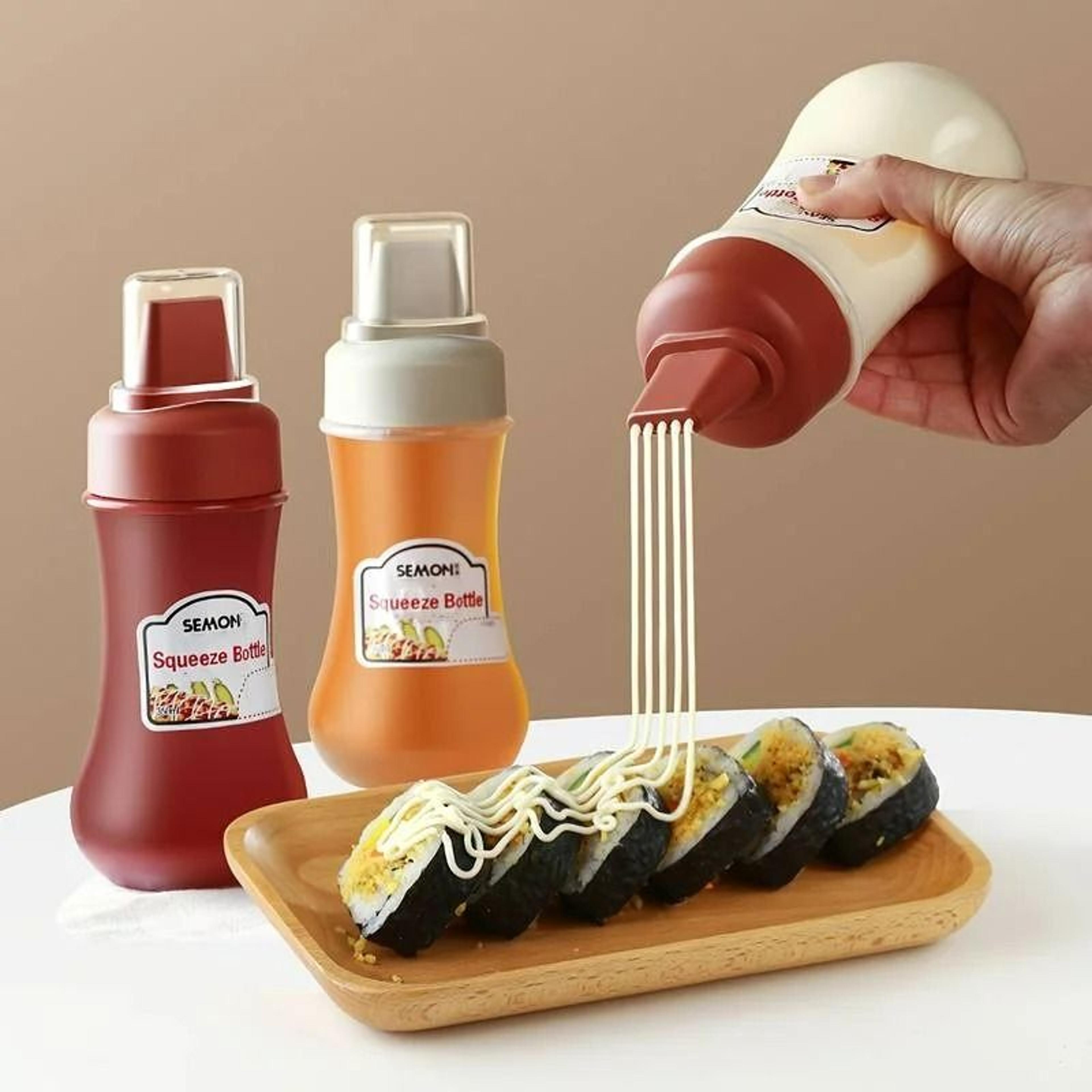 leak-proof squeeze condiment bottle for salad dressing, ketchup, honey & jam