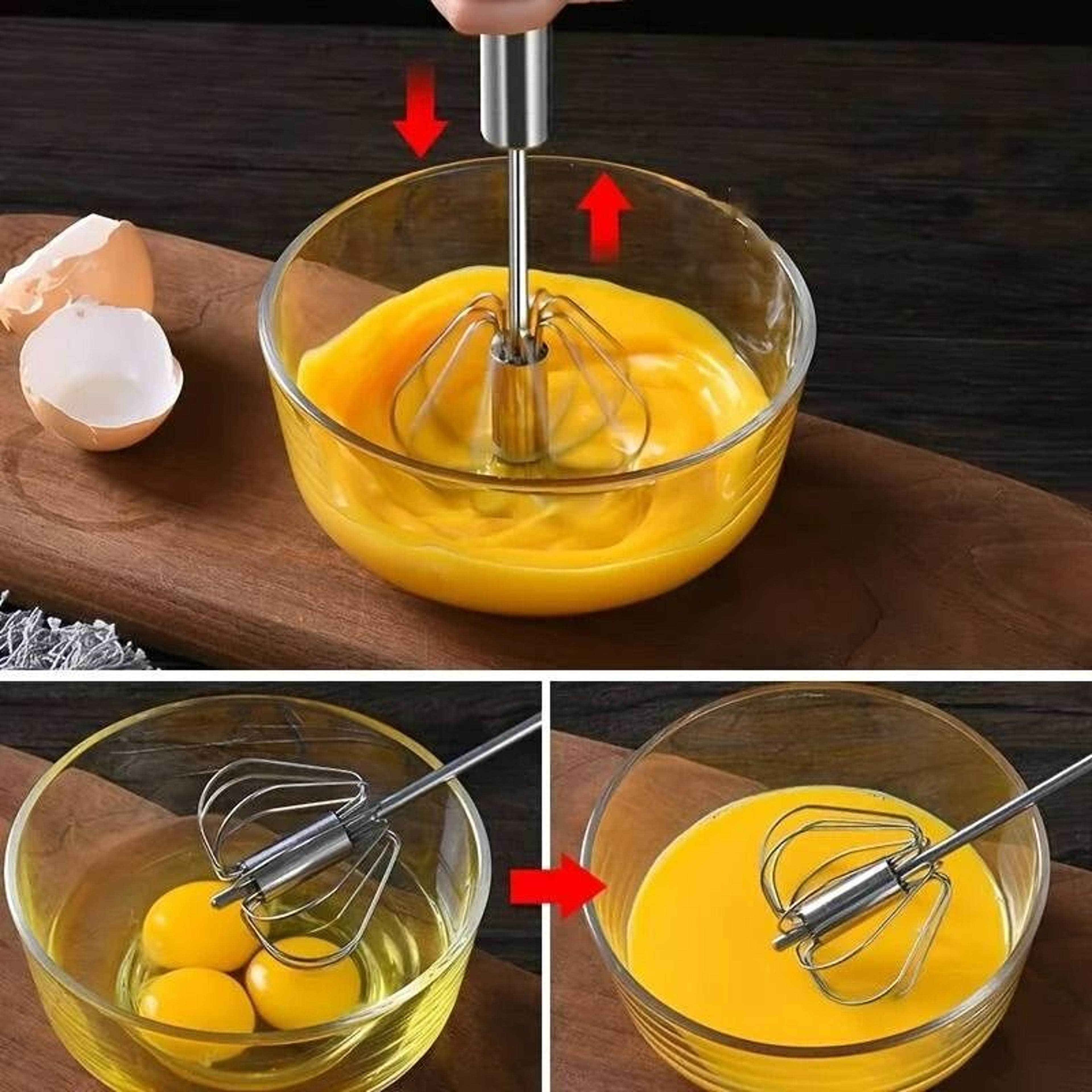 SemiAutomatic PushDown Stainless Steel Hand Whisk  Egg Beater 5