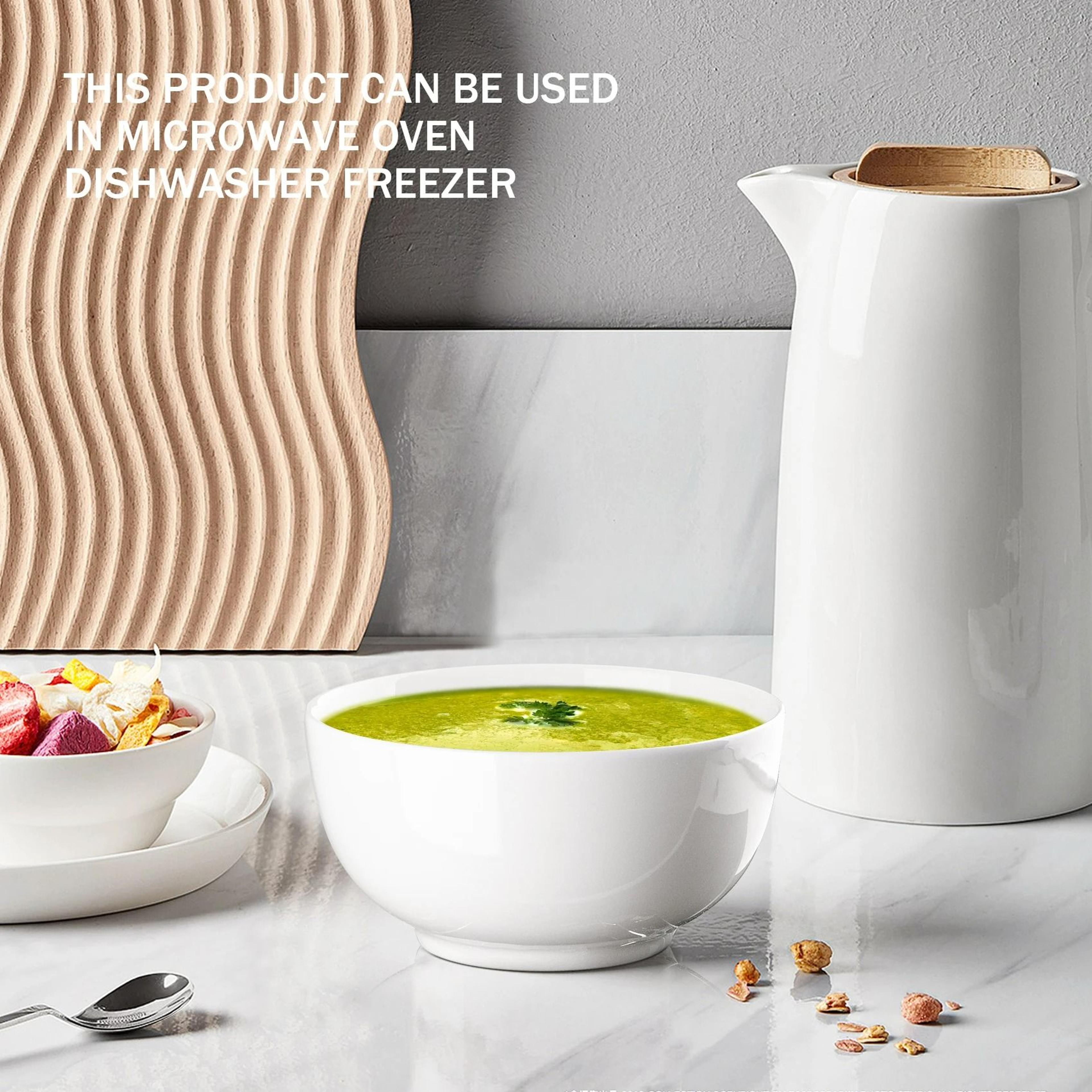 8Pack Premium White Porcelain 10 Oz Cereal  Soup Bowls Set 3