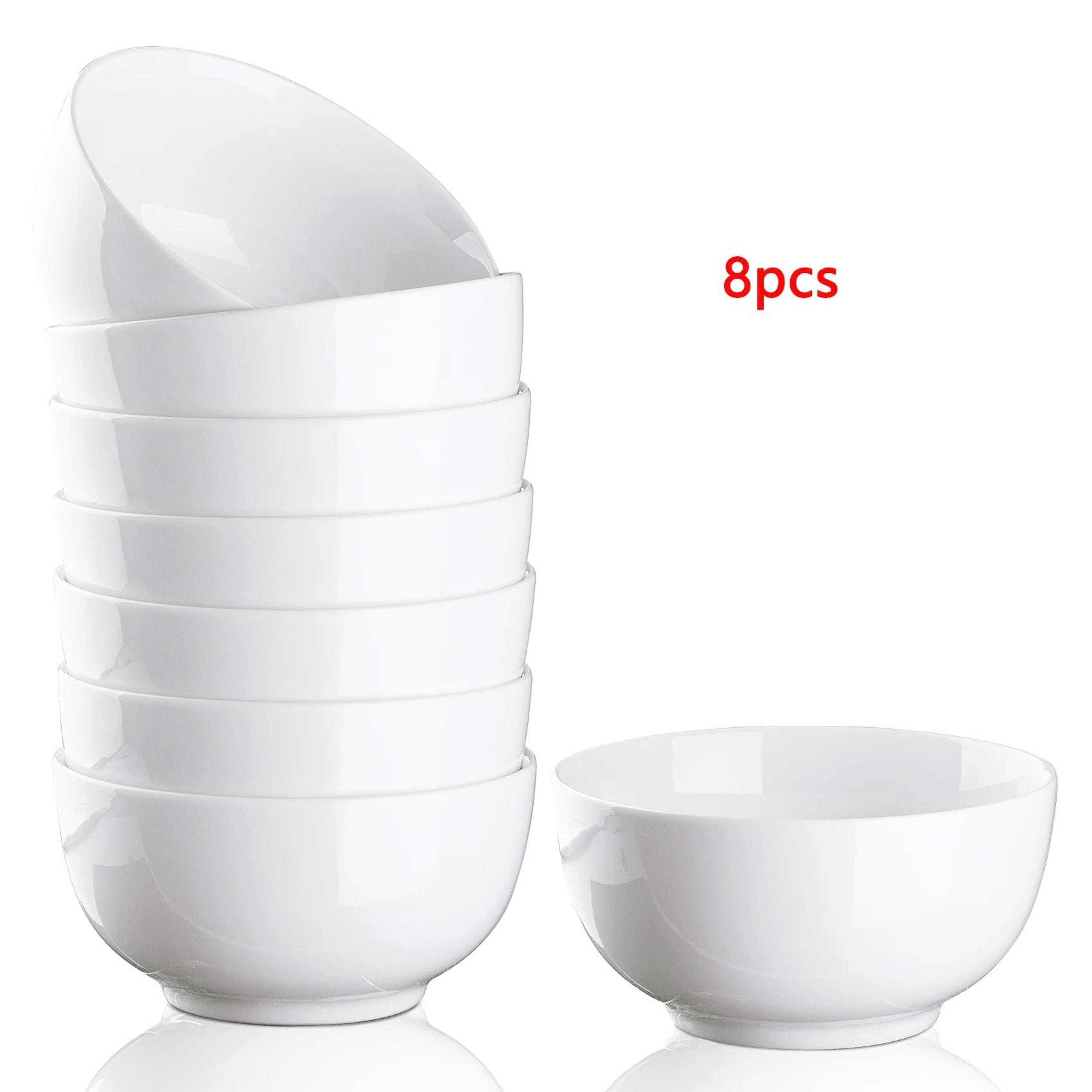 8Pack Premium White Porcelain 10 Oz Cereal  Soup Bowls Set 5
