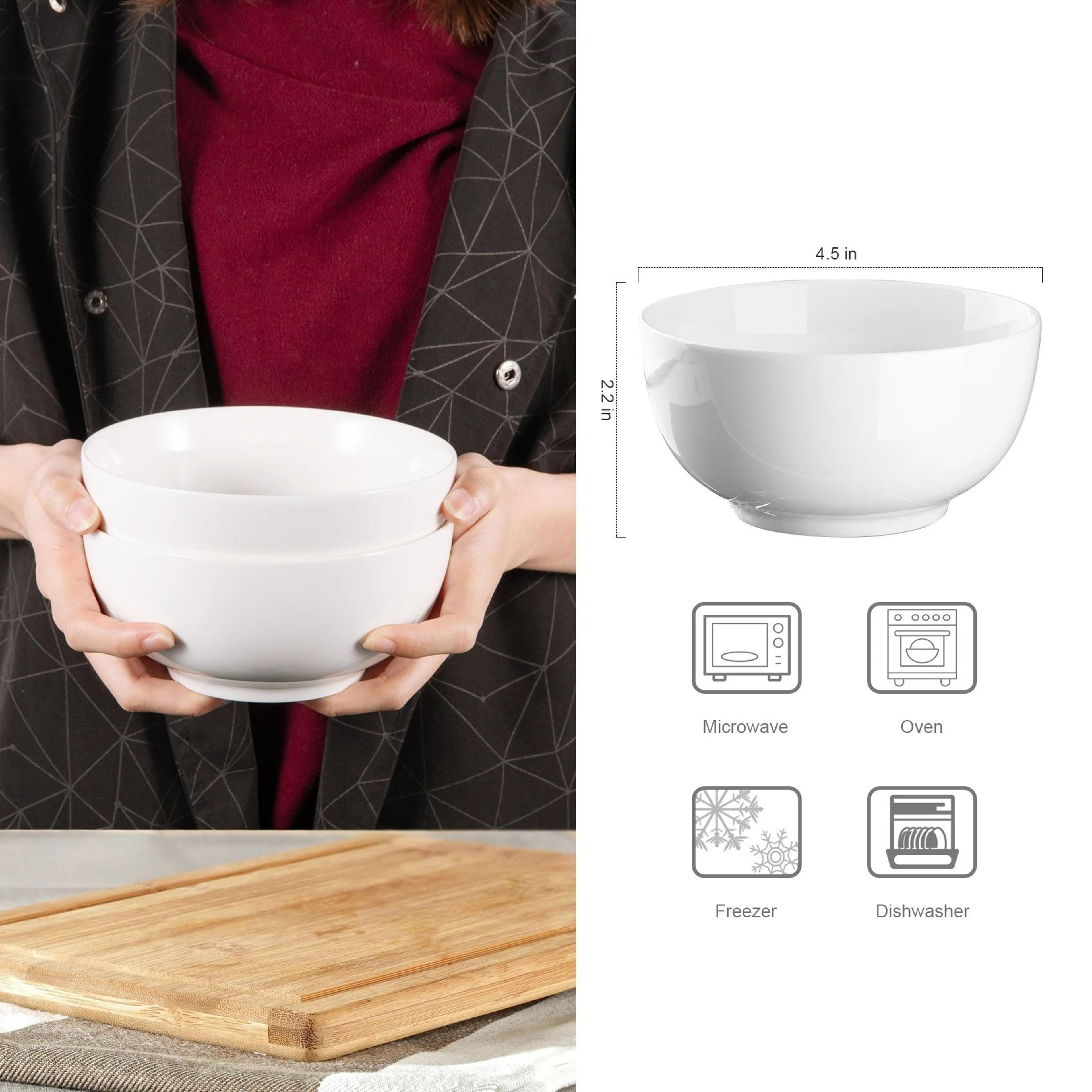 8Pack Premium White Porcelain 10 Oz Cereal  Soup Bowls Set 4