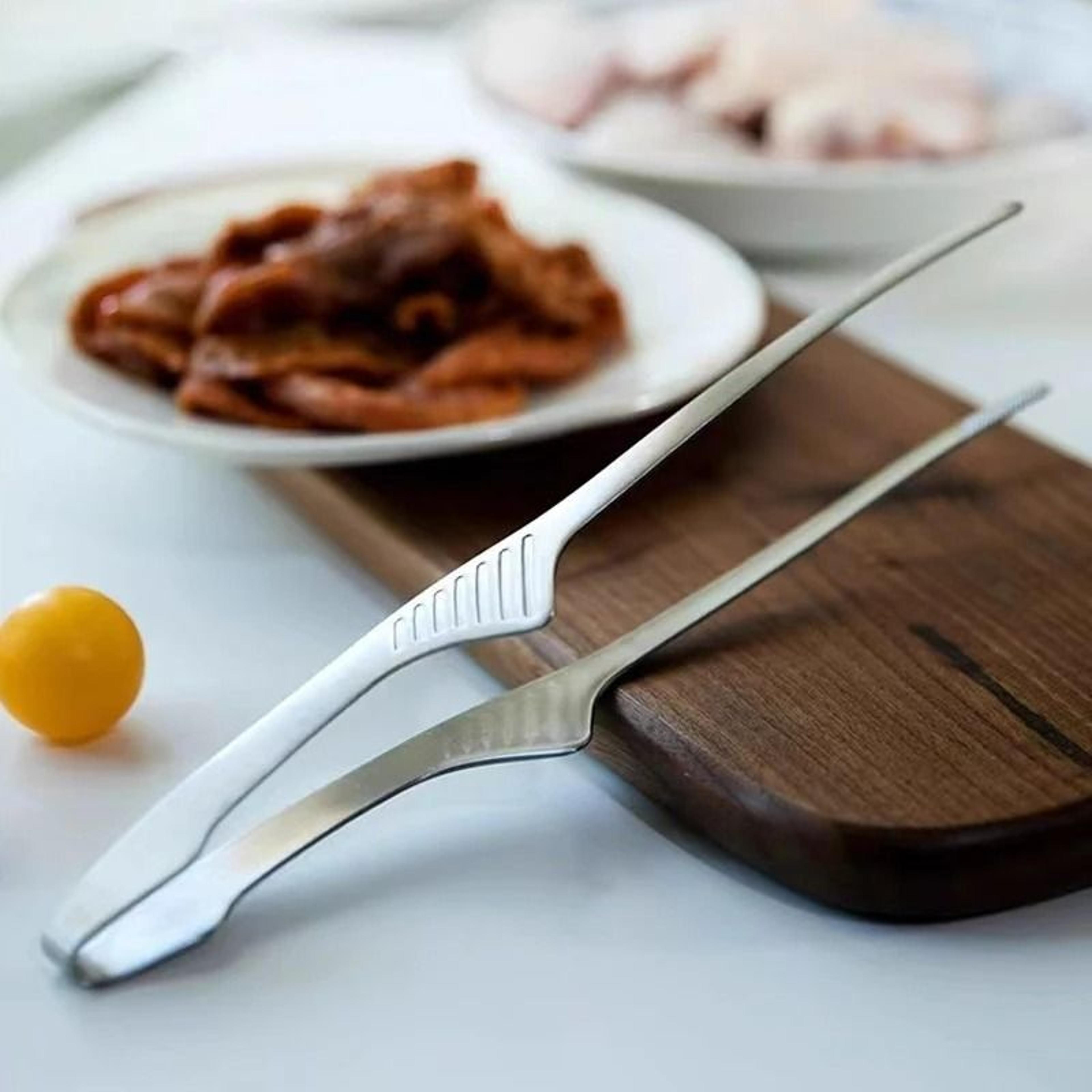 heavy-duty stainless steel bbq & kitchen cooking tongs