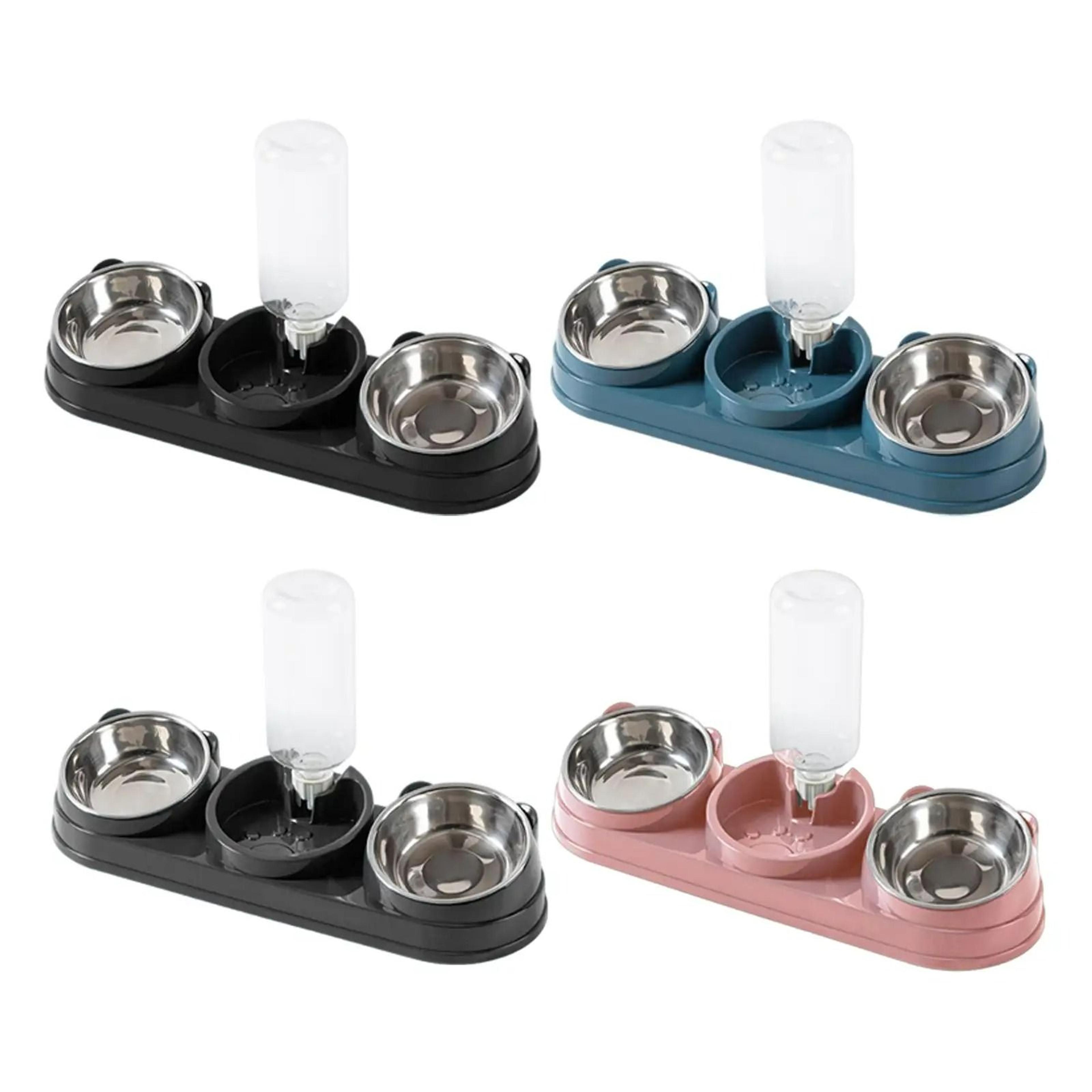 ergonomic triple cat bowl set with 15° tilt water dispenser