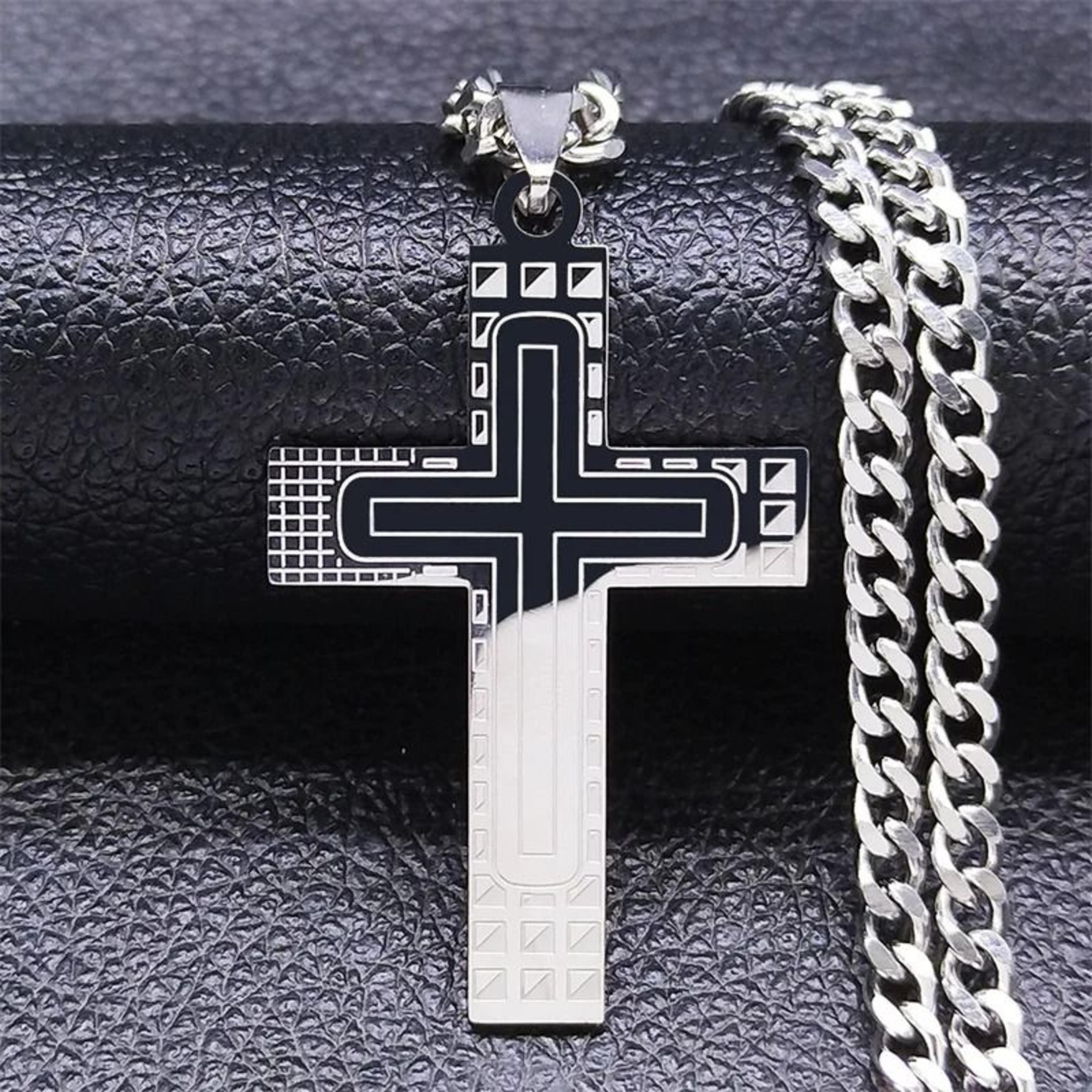 Gold Stainless Steel Jesus Christ Cross Pendant Necklace 7