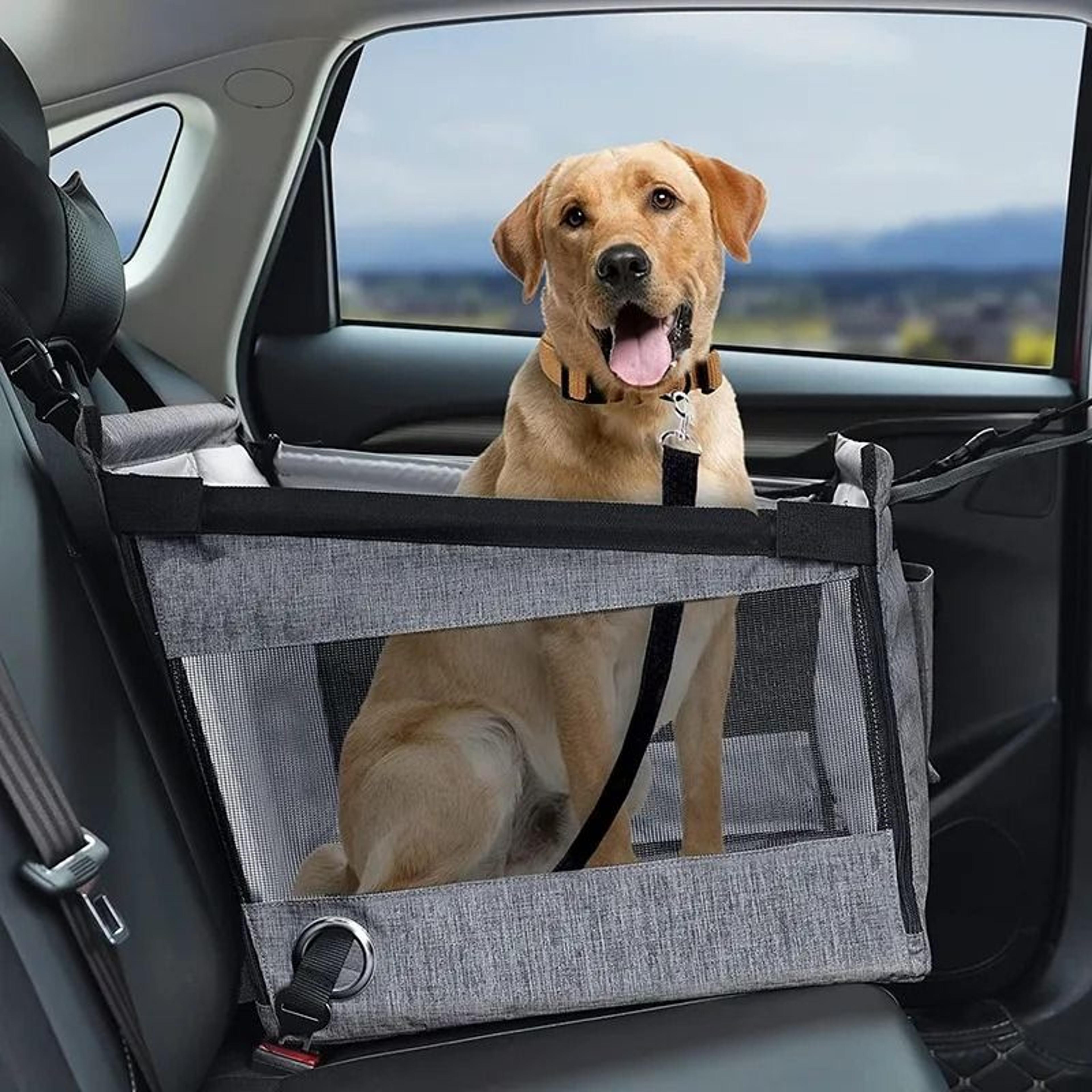 portable waterproof car pet seat carrier with safety mesh