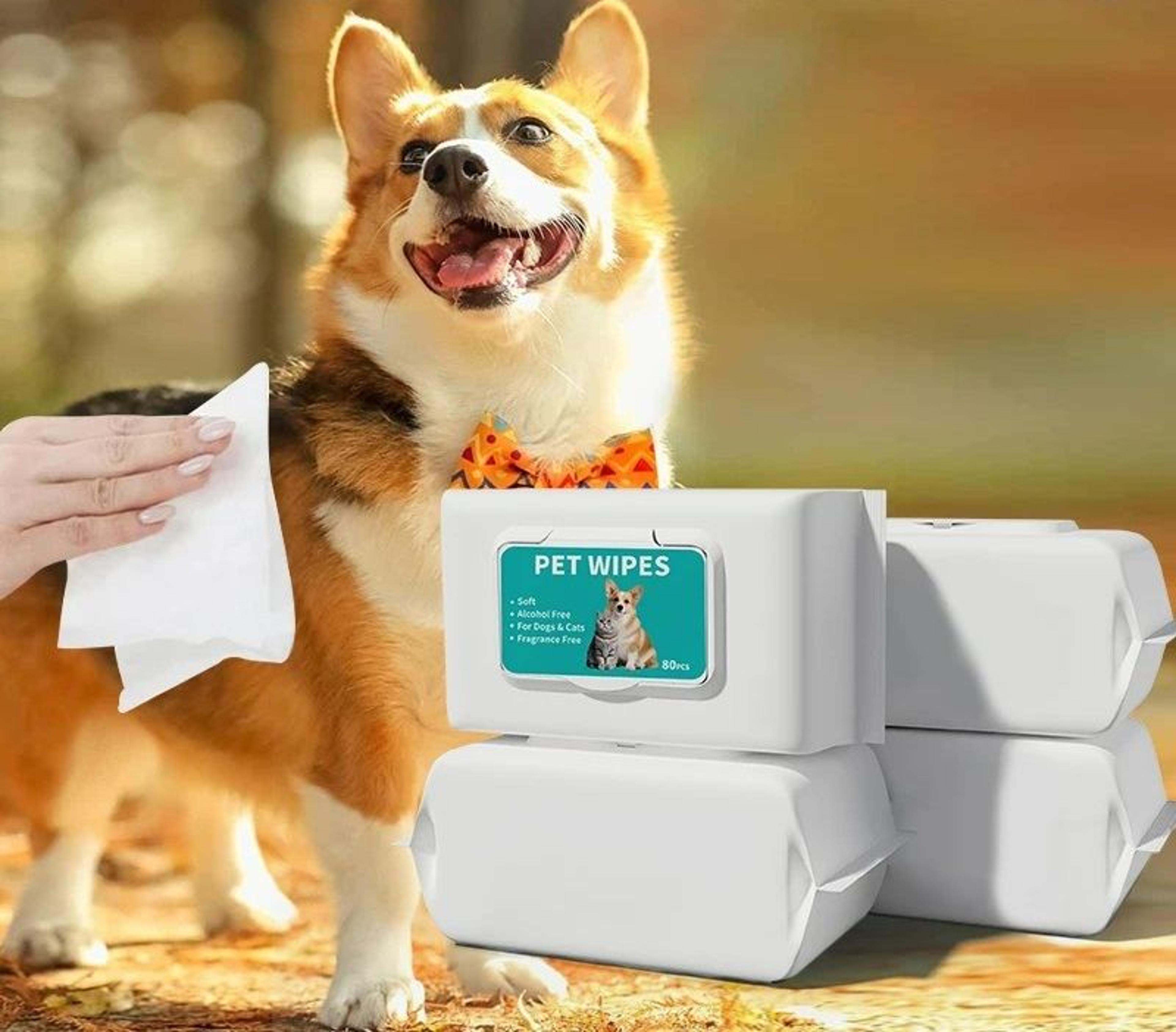 multi-purpose plant-based pet grooming wipes for dogs & cats
