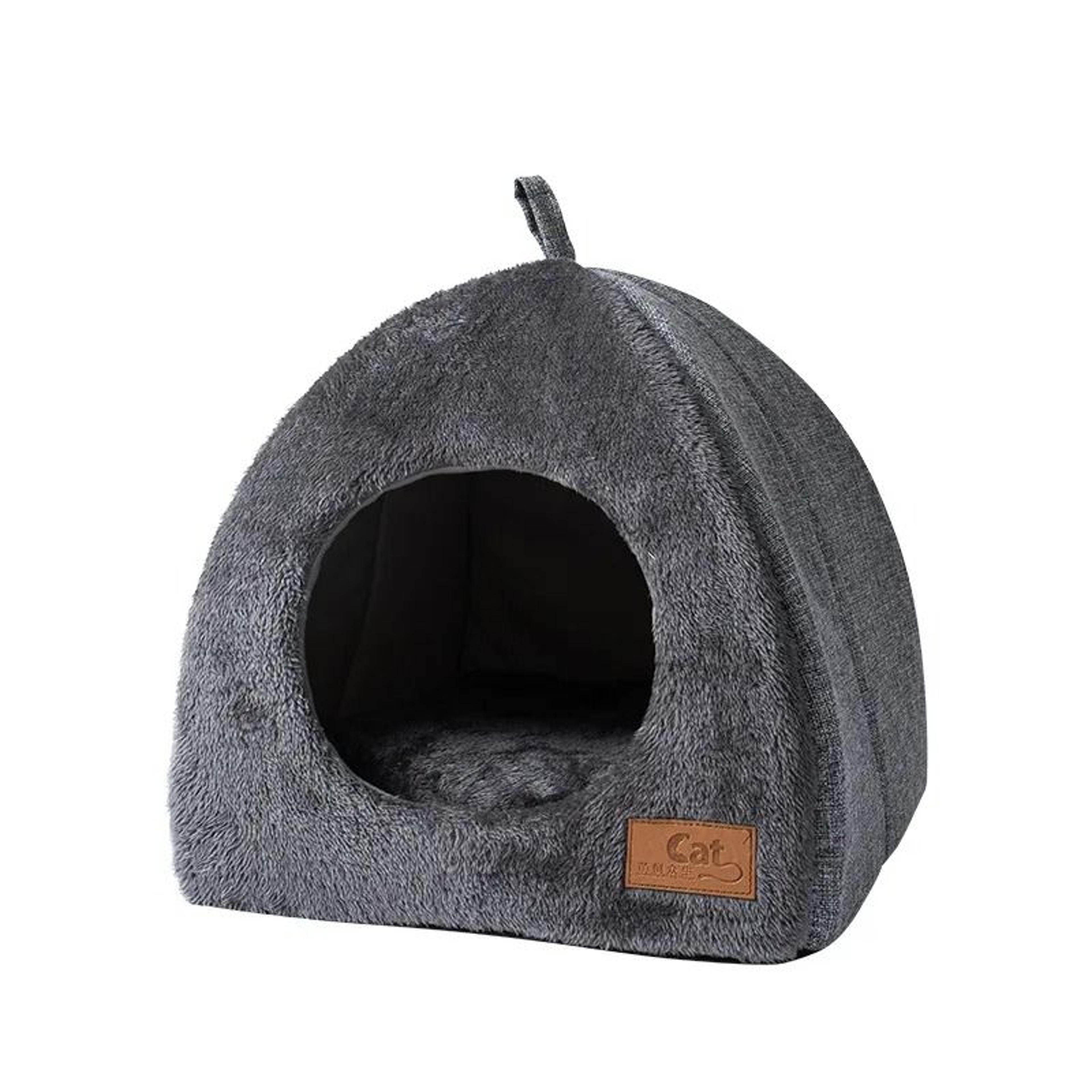 Triangular Enclosed Warm Plush Cat House Bed 5