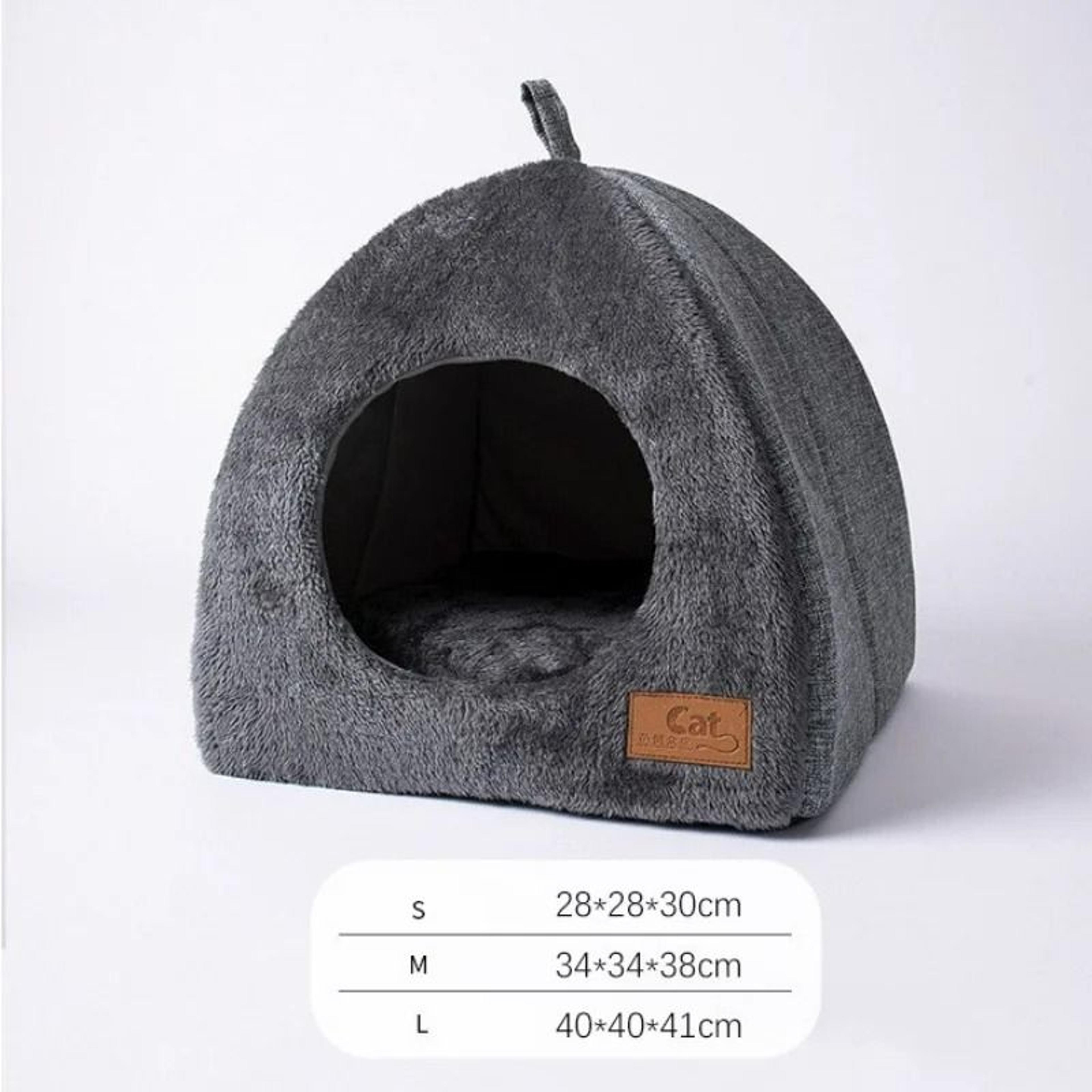 Triangular Enclosed Warm Plush Cat House Bed 7