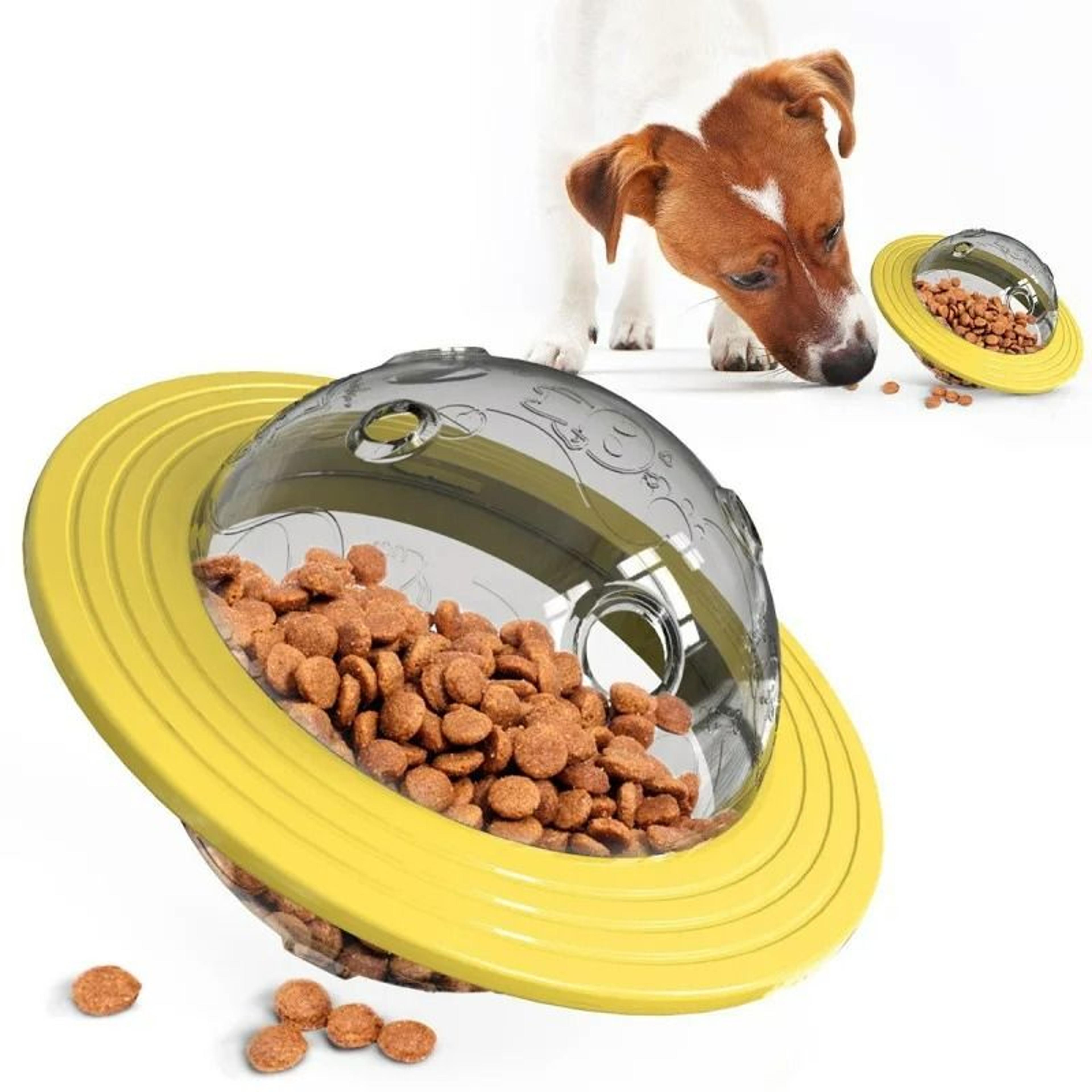 chew-proof ufo flying saucer dog treat dispenser toy