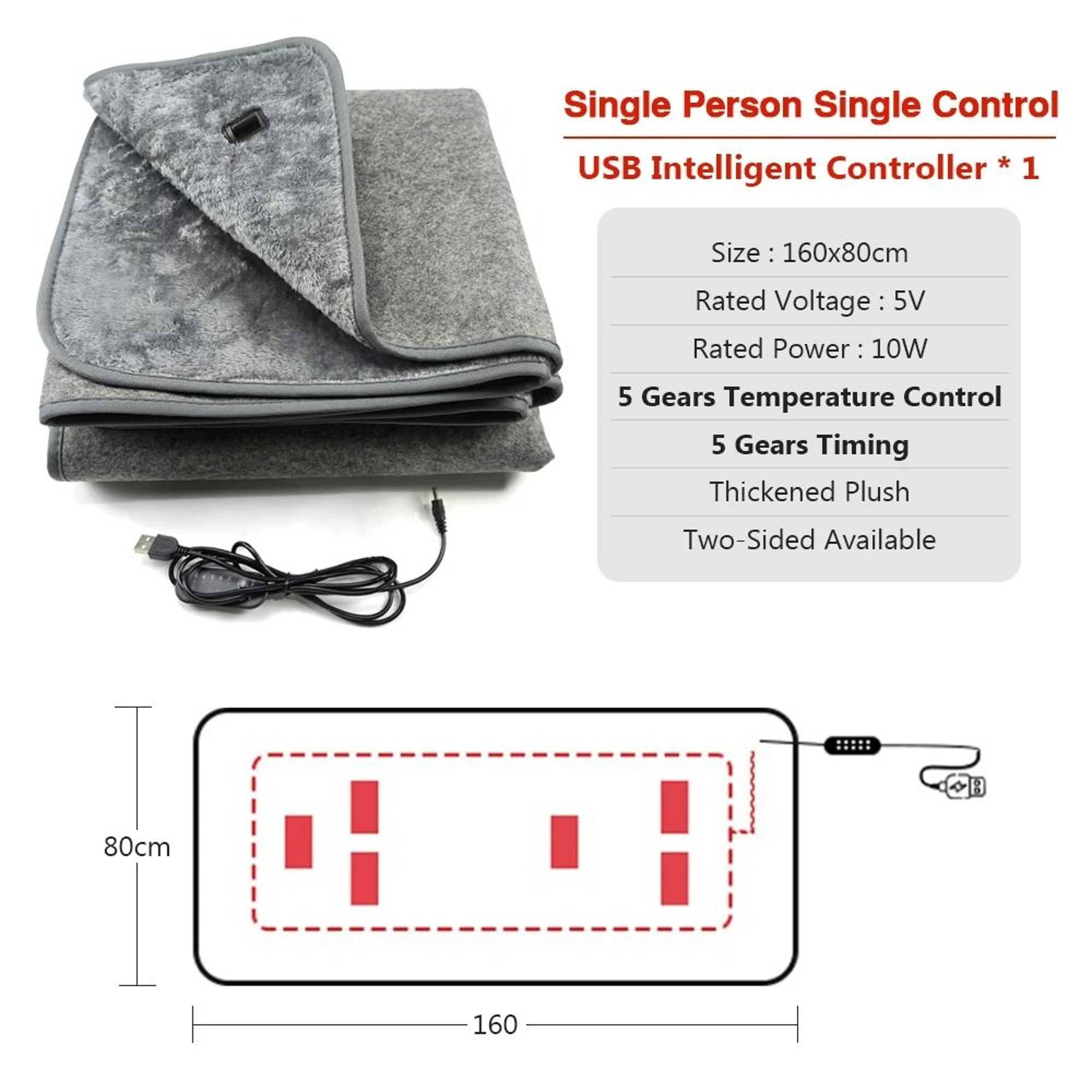 USB Electric Heating Blanket Plush Warm 5Speed Adjustable Heating Pad 4