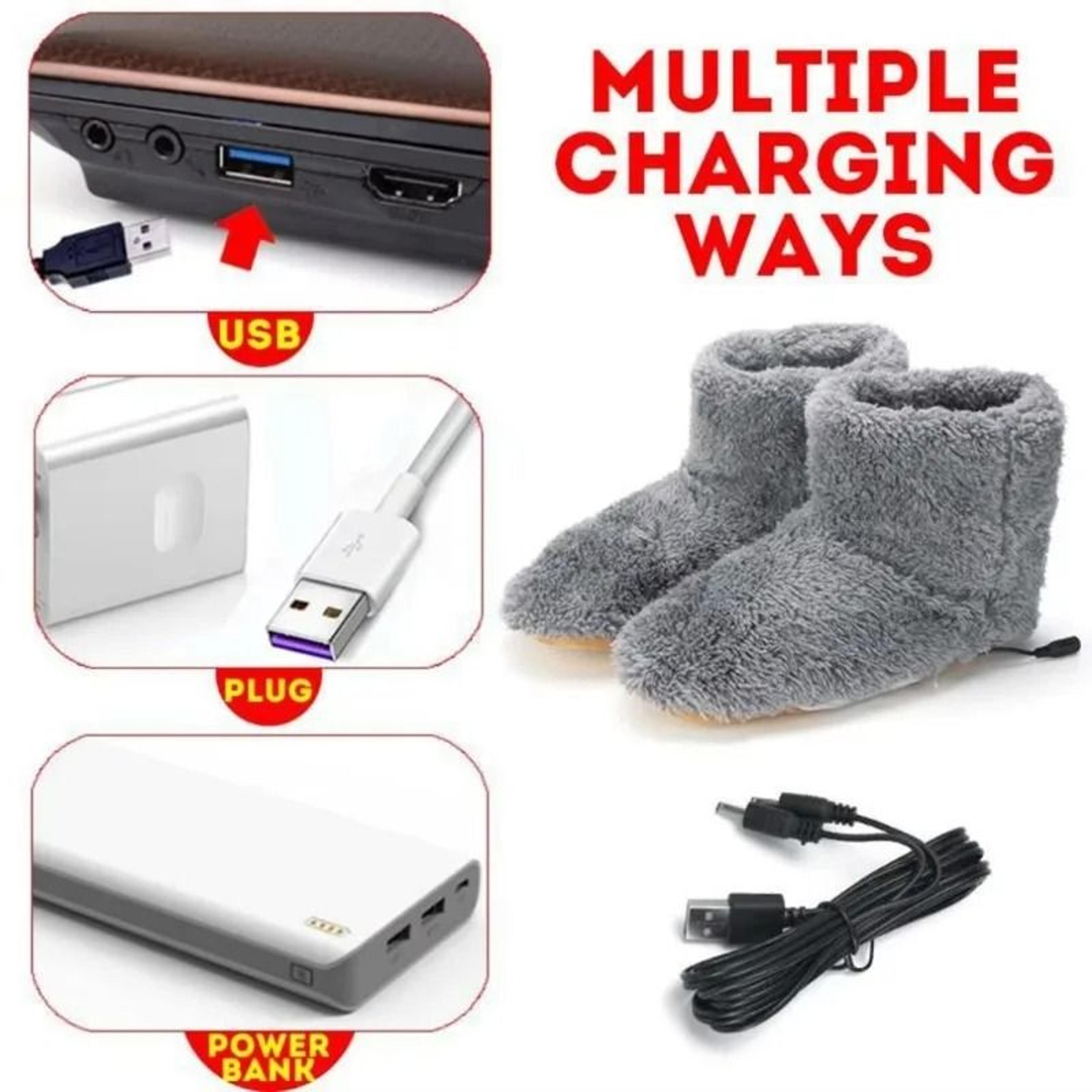 Plush USB Electric Heated Winter Boots  Slippers 5