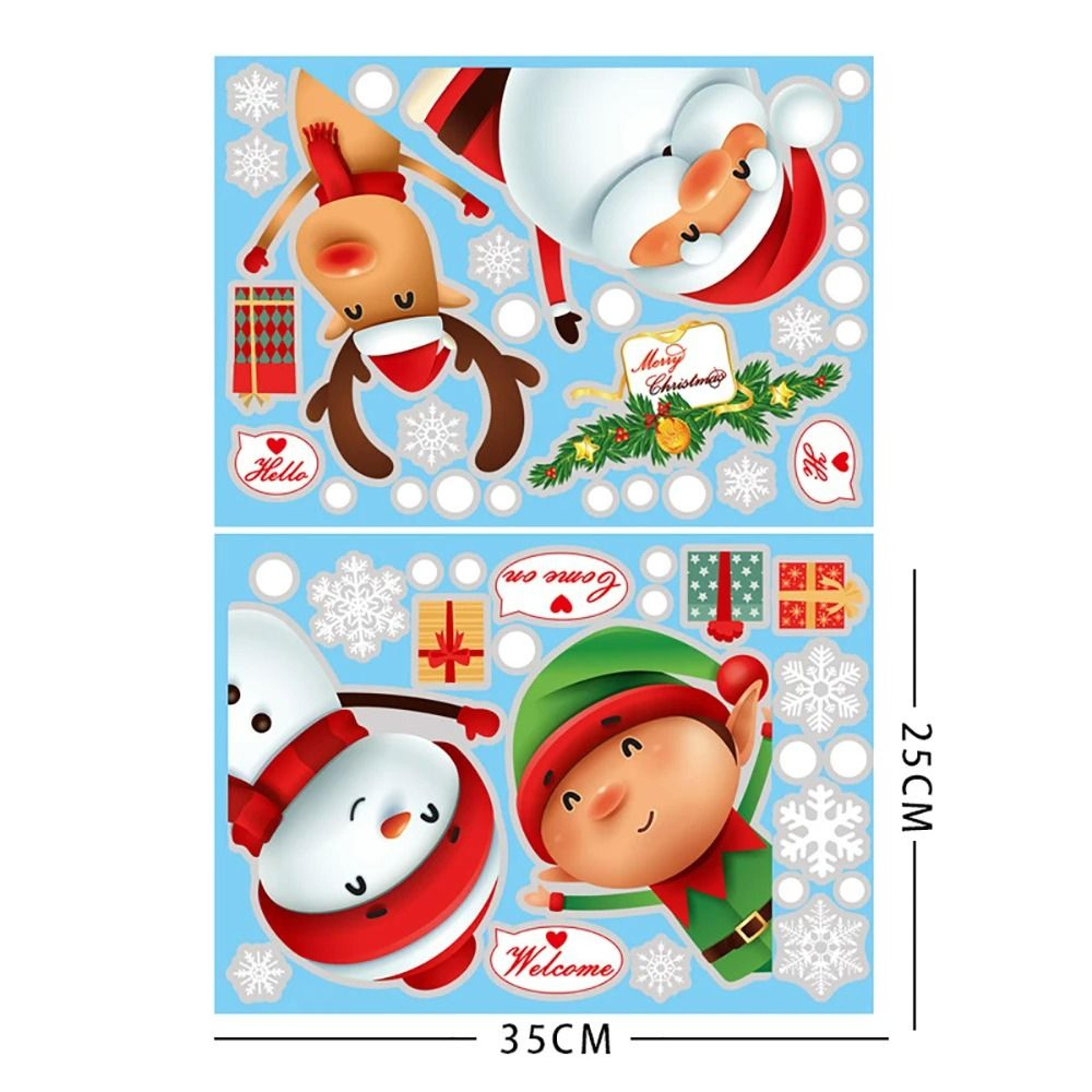 Merry Christmas Santa Claus  Snowman Window Decals 5