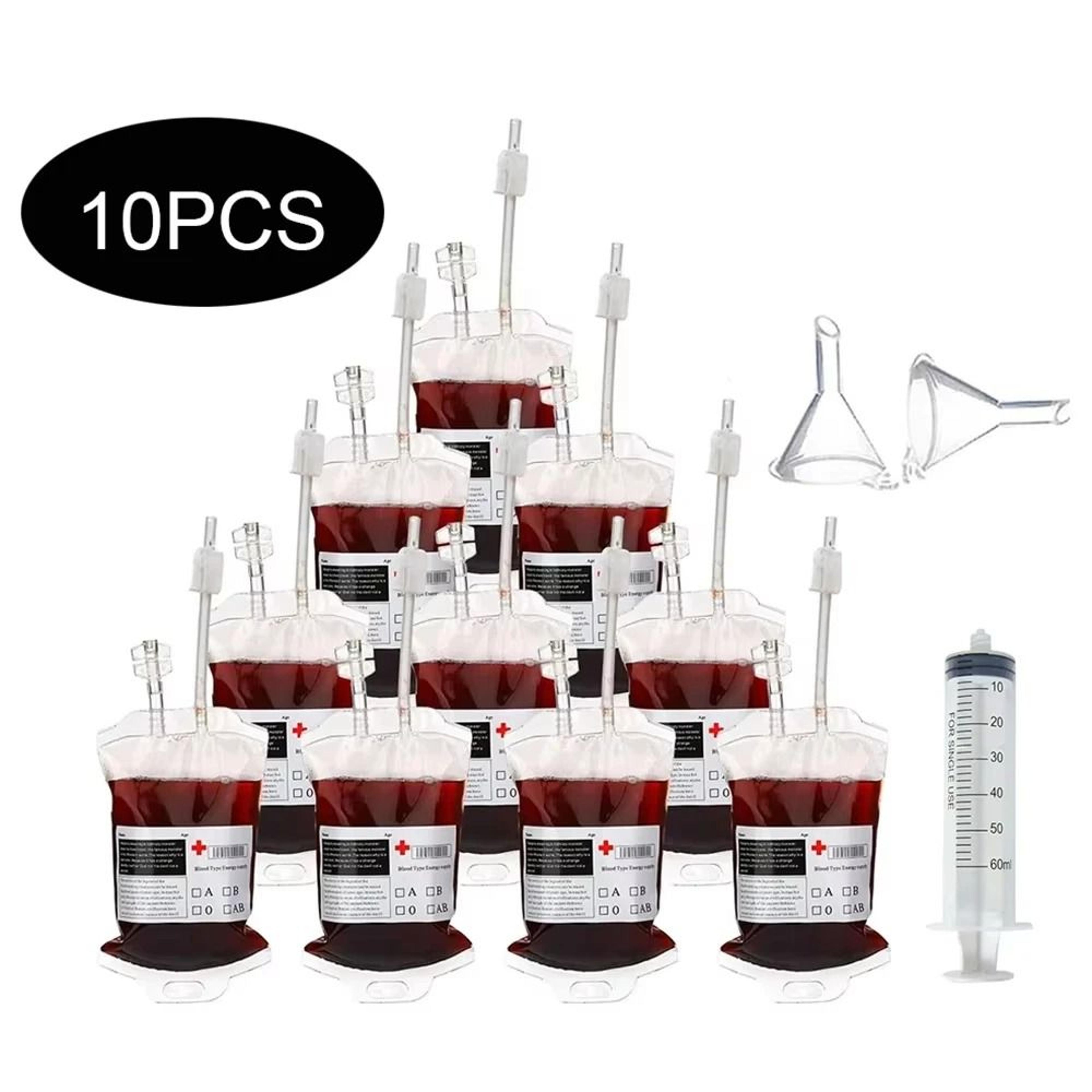 10Piece 350 Ml Halloween Reusable Drinkable Blood Bag Container Props 5