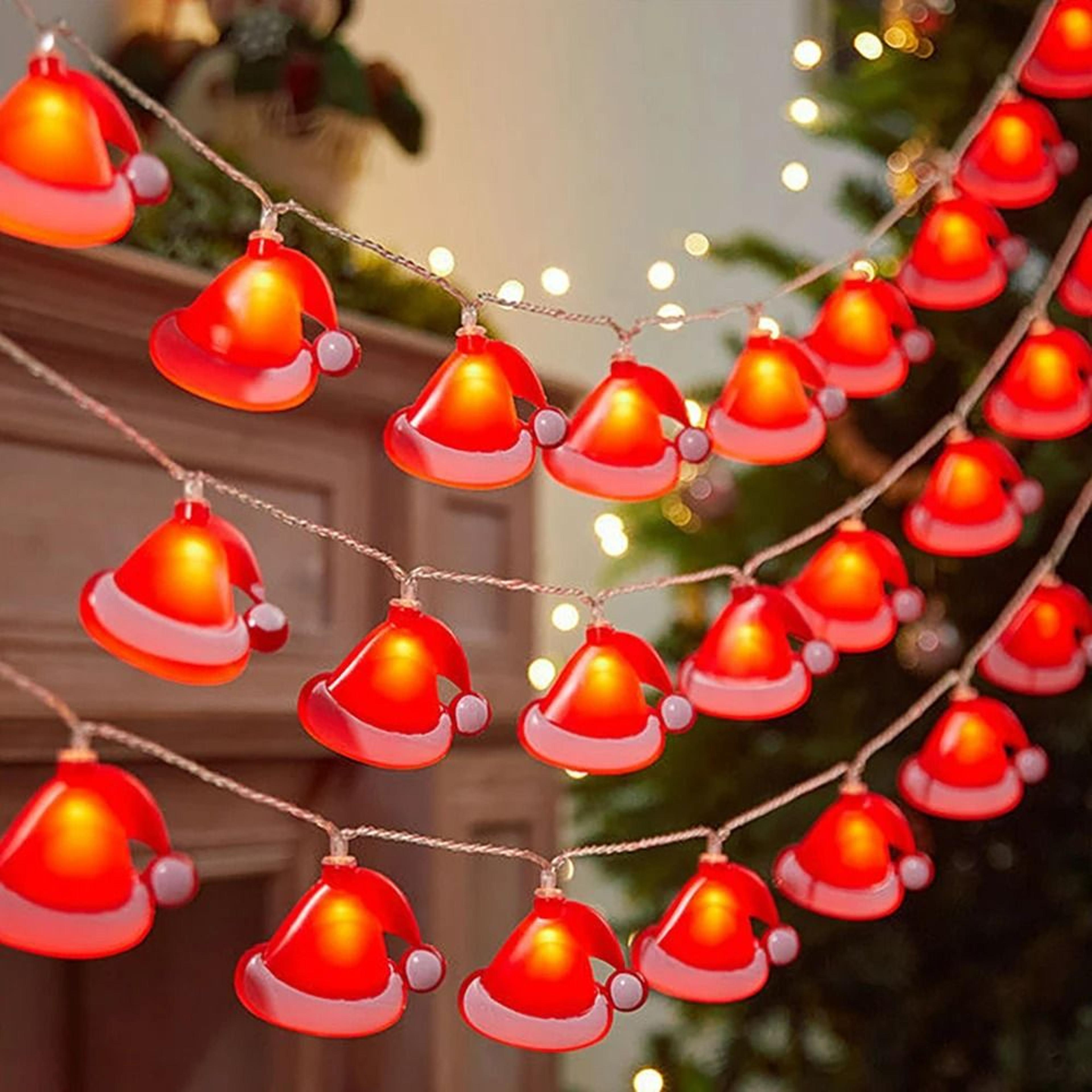 Red Santa Hat  Christmas Stocking LED Fairy String Lights 8