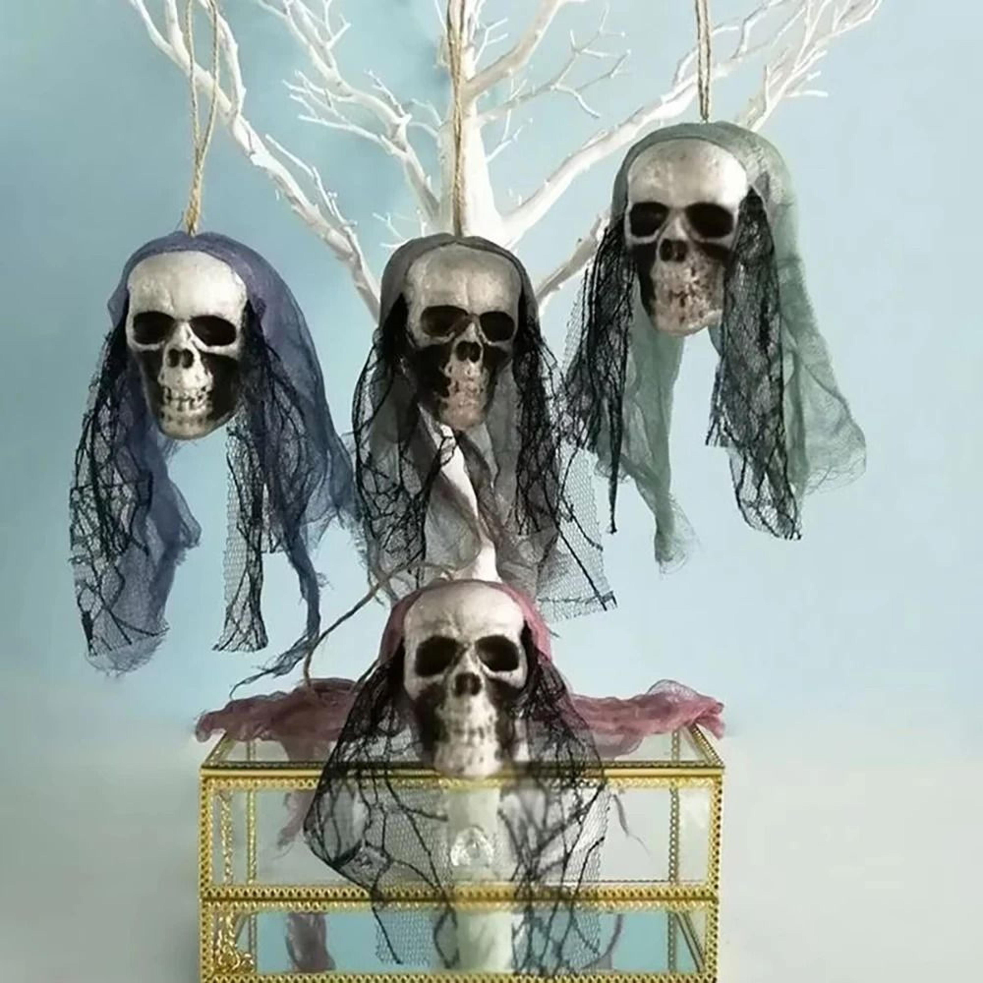 Hanging Foam Bride Skull  Haunted Skeleton Prop 0