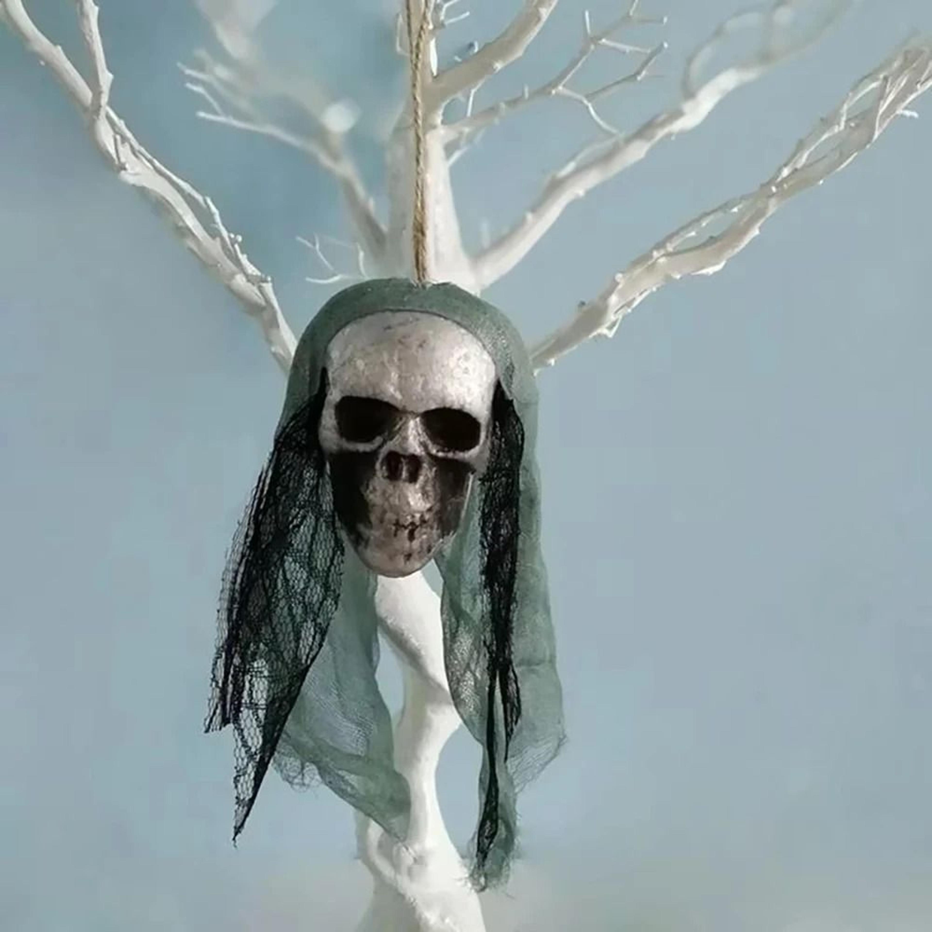 Hanging Foam Bride Skull  Haunted Skeleton Prop 9