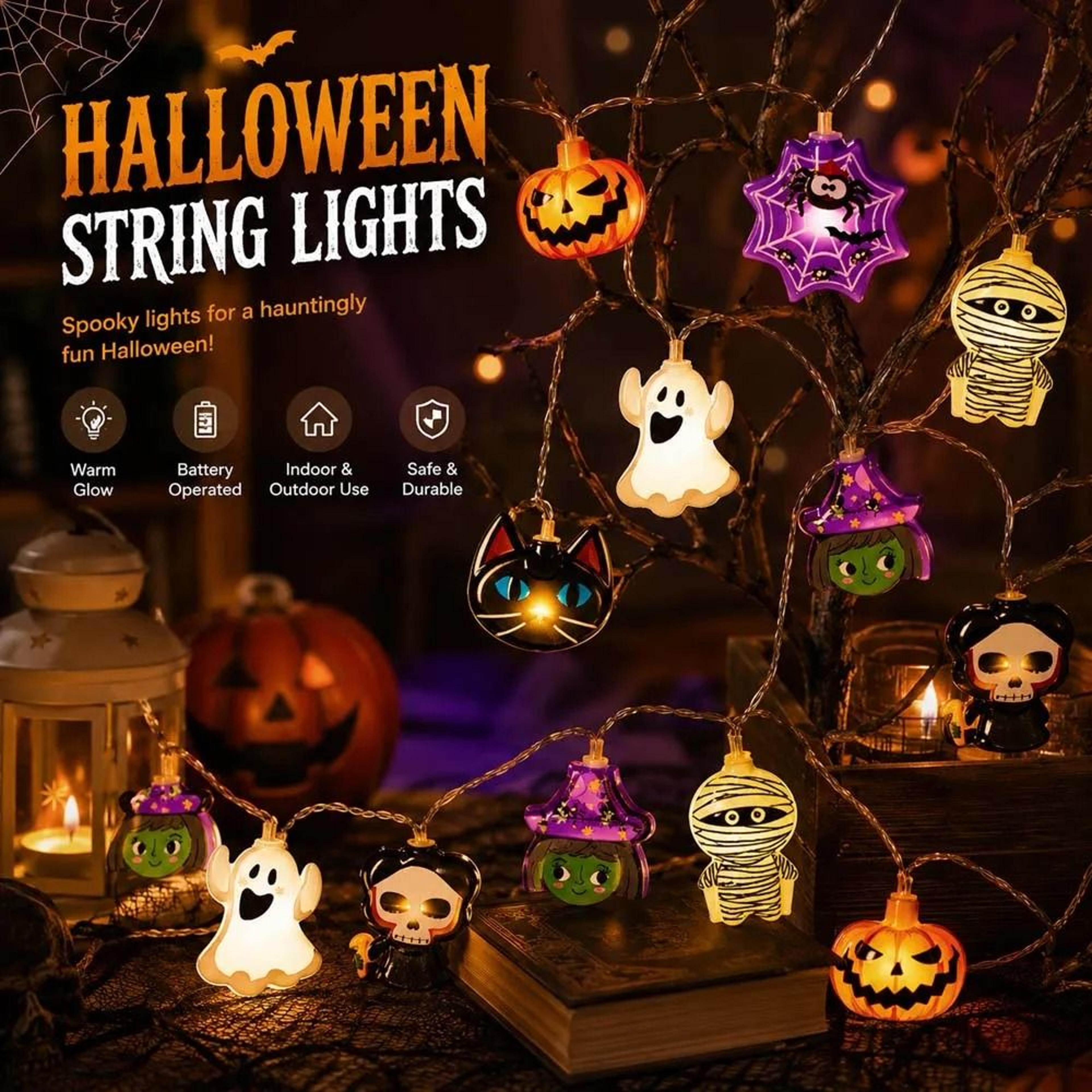 Halloween Pumpkin Ghost  Spider Web LED Fairy String Lights 0